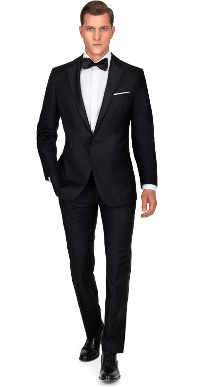 1663 black tuxedo with notch lapels by Oliver Wicks