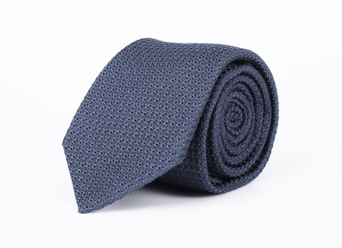 Airforce blue Italian 100% grenadine silk tie by Oliver Wicks