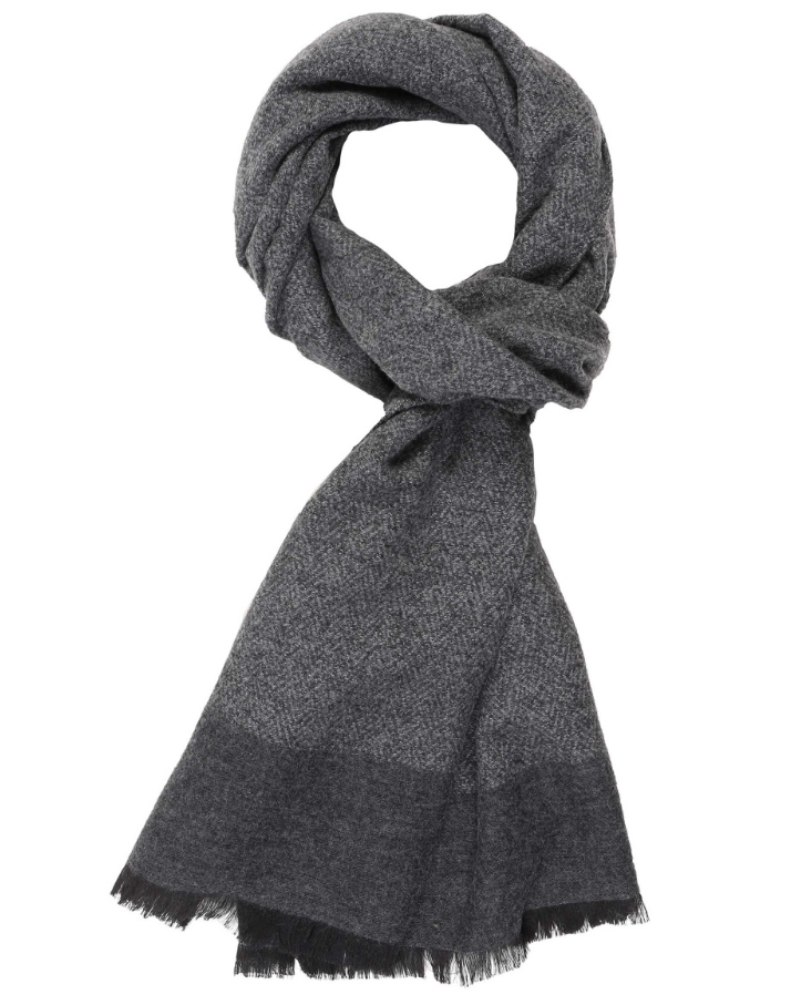 A grey melange wool & silk scarf by Oliver Wicks