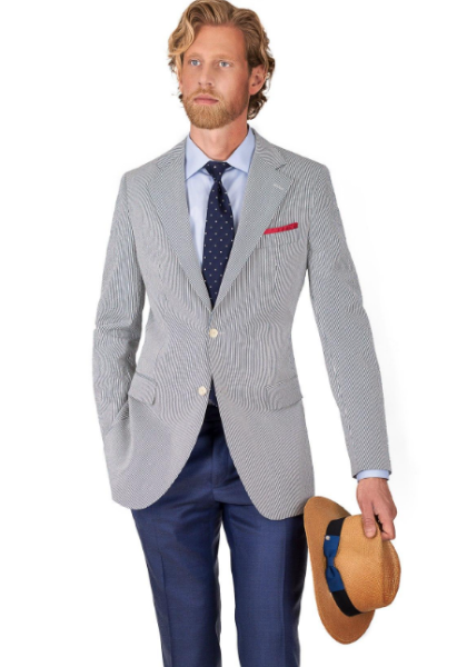 Seersucker Cotton Blazer by Oliver Wicks