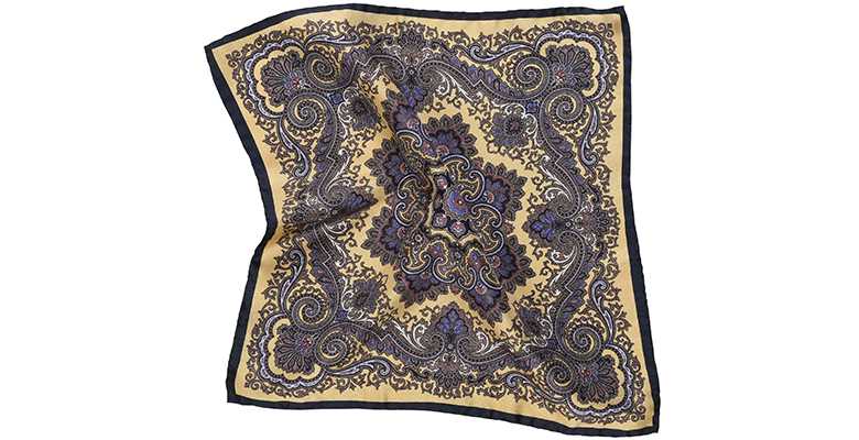 Bronze & Navy Italian 100% Silk Pocket Square