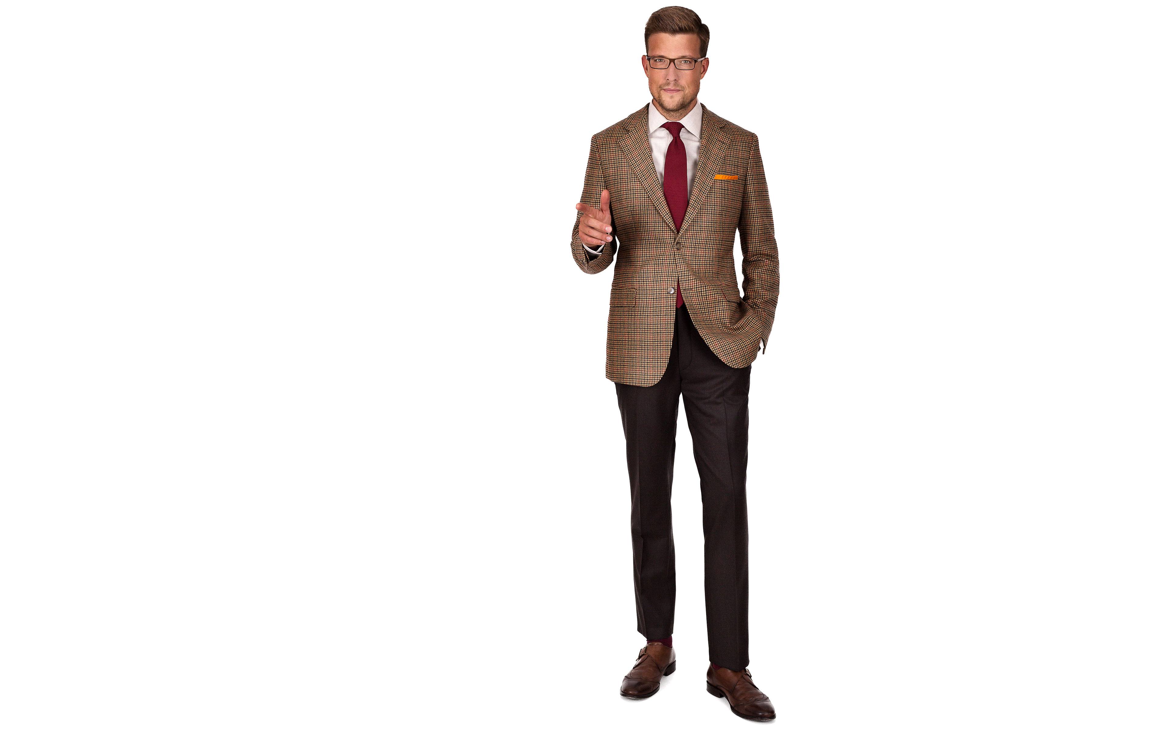 Light Brown Check Wool & Cashmere Blazer