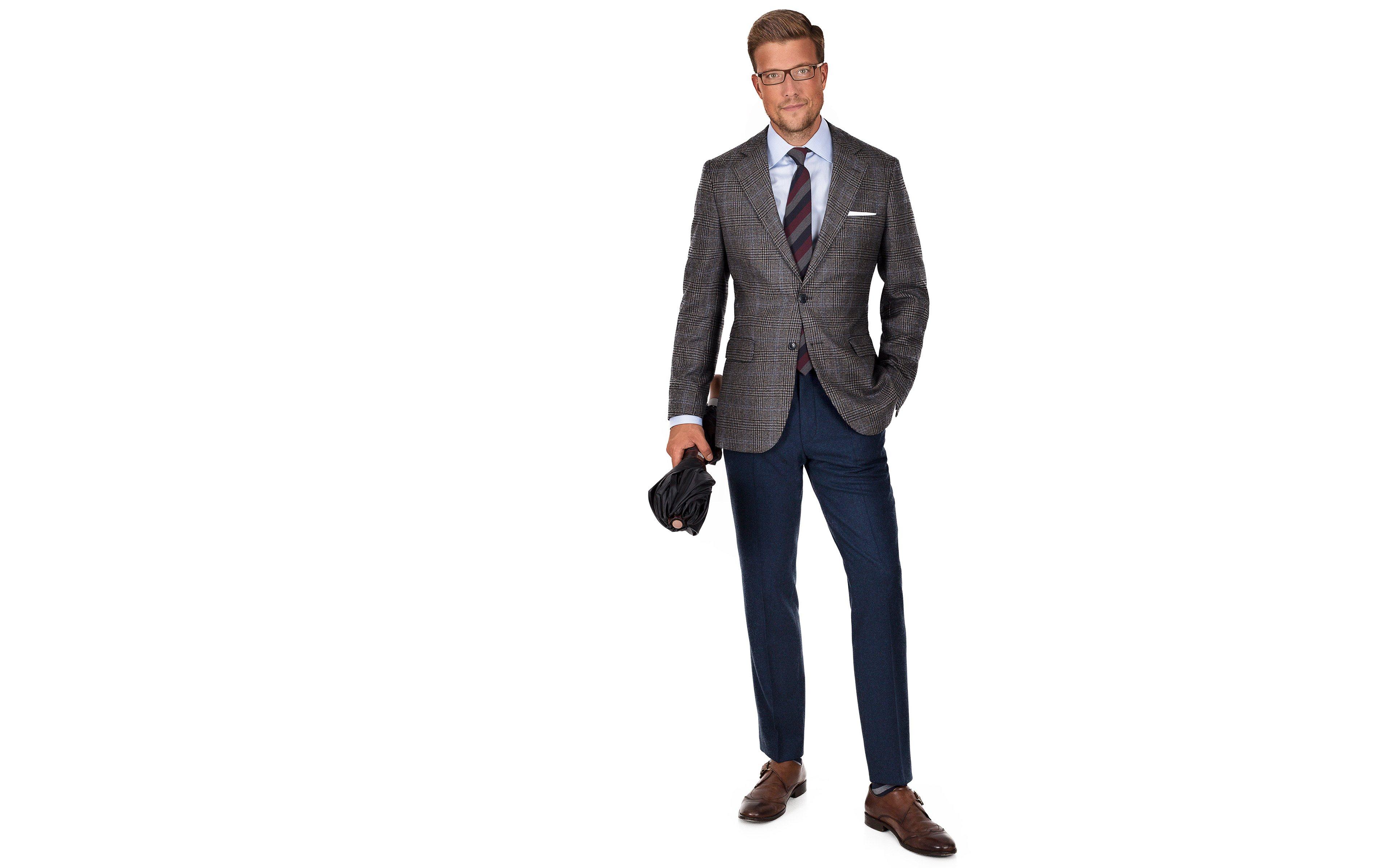 Grey Plaid Wool & Cashmere Blazer