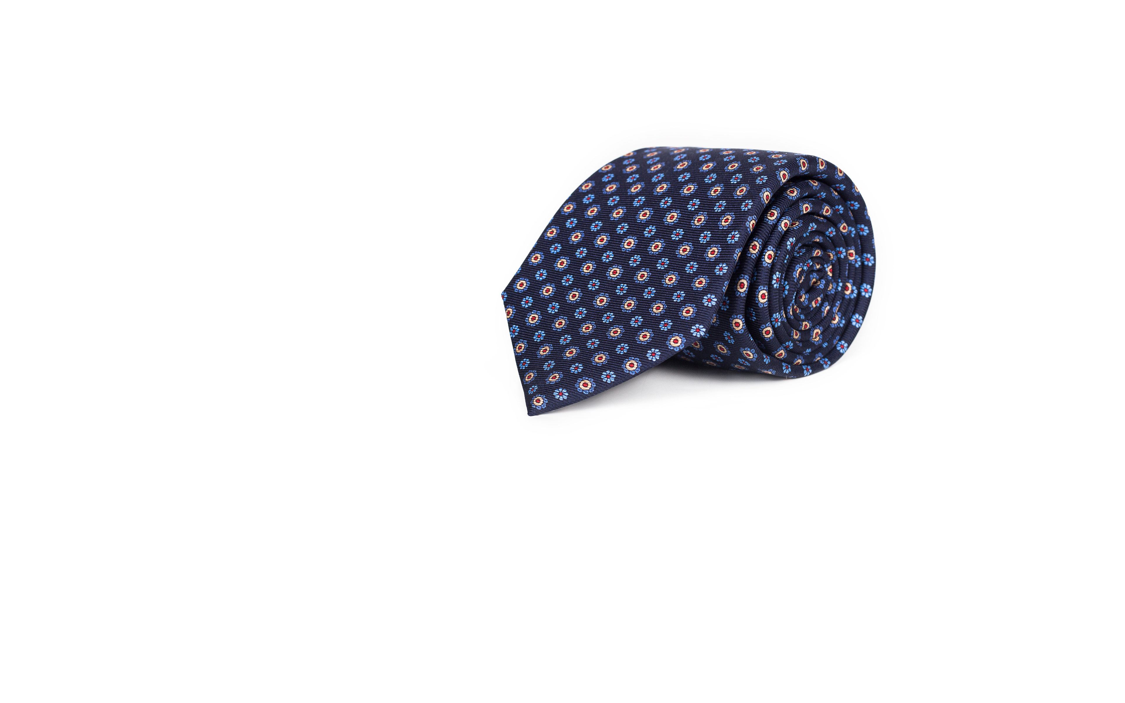 Blue & Blue Floral 28 Momme Silk Tie