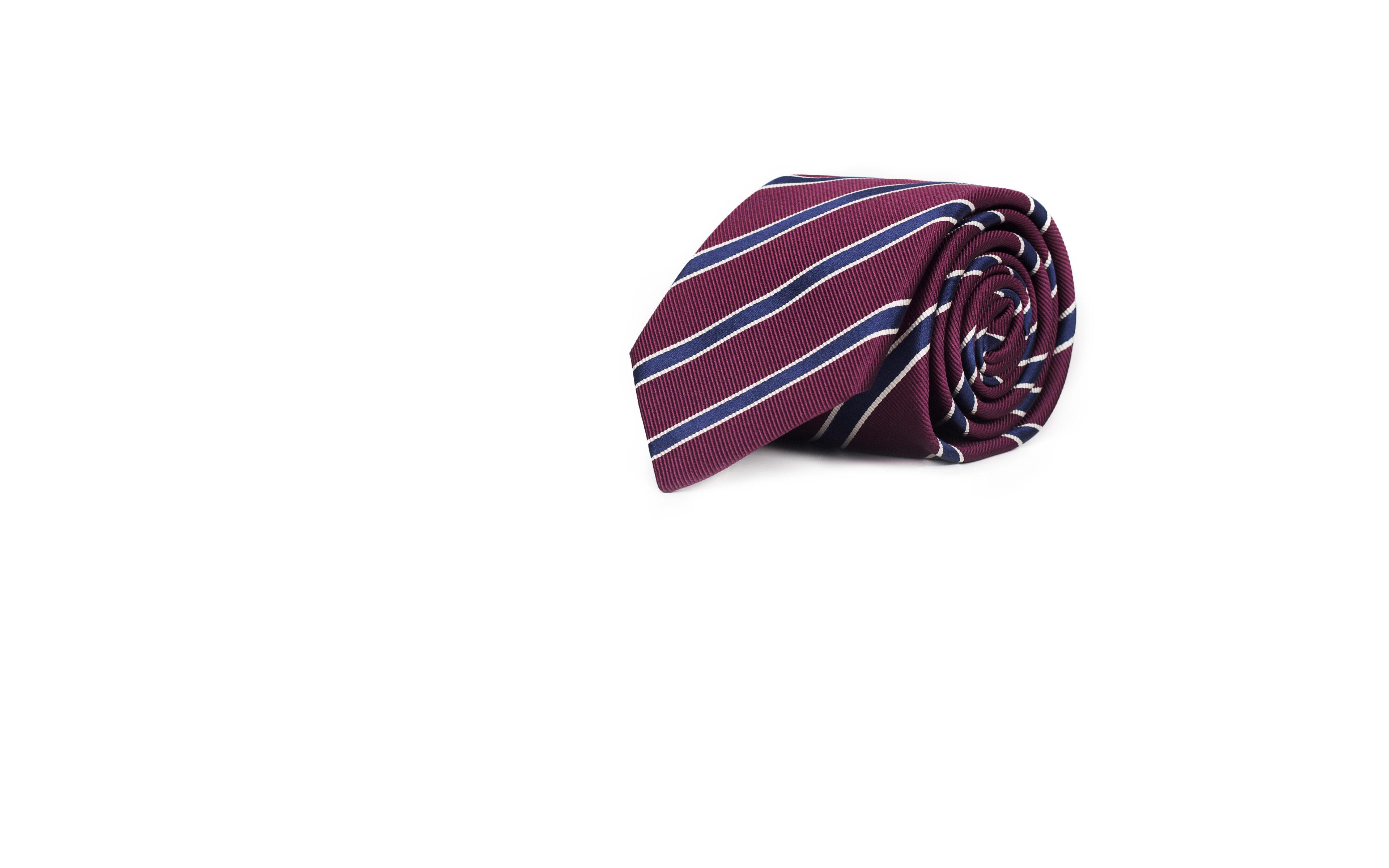 Blue Striped Burgundy Mogador Silk Tie