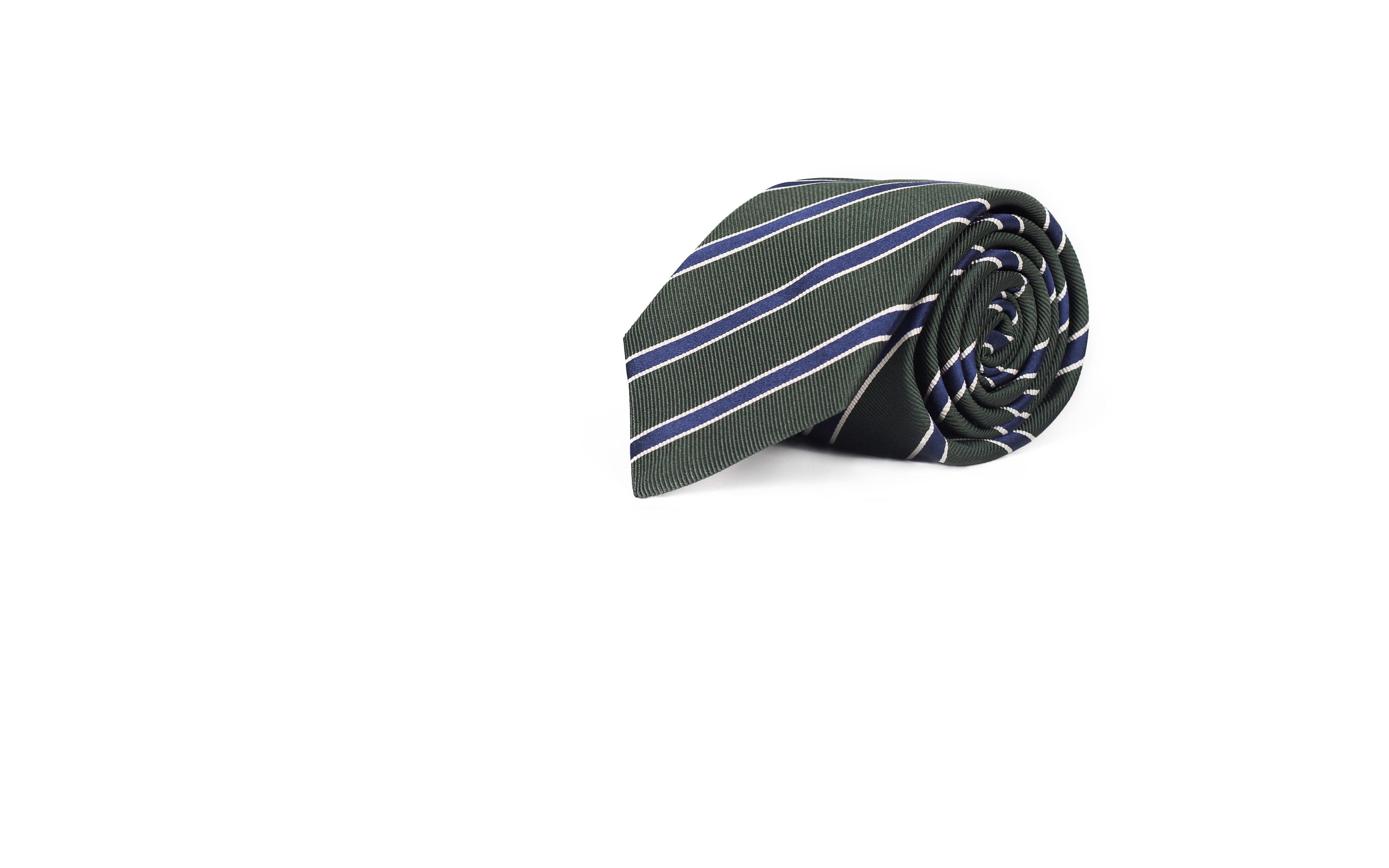 Blue Striped Green Mogador Silk Tie