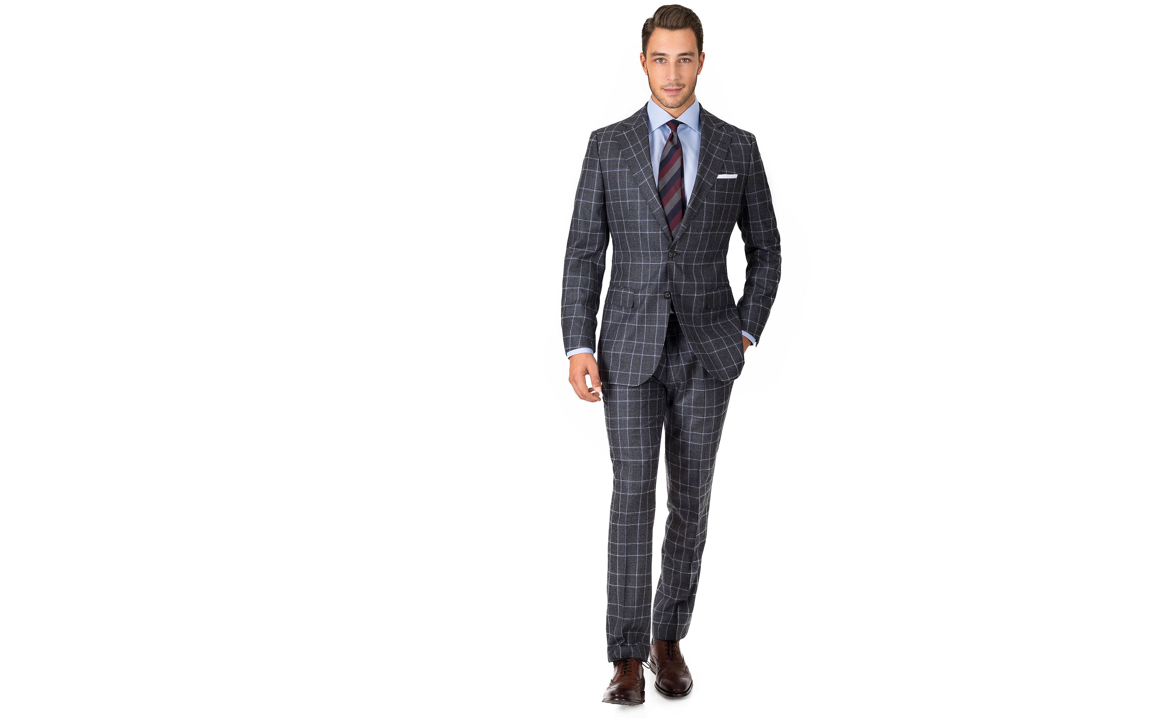 Grey Plaid Wool Flannel Suit