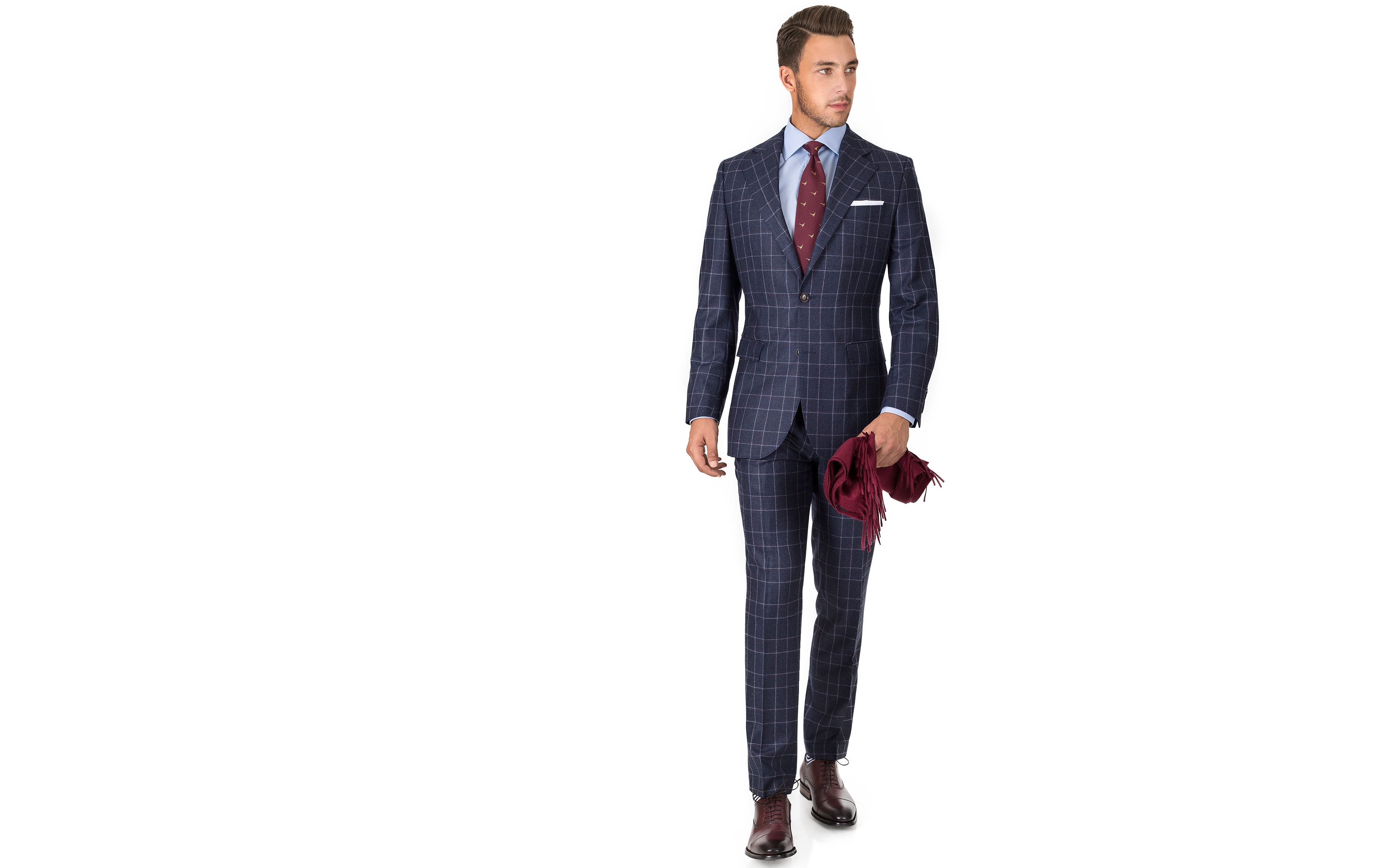 Blue Plaid Wool Flannel Suit