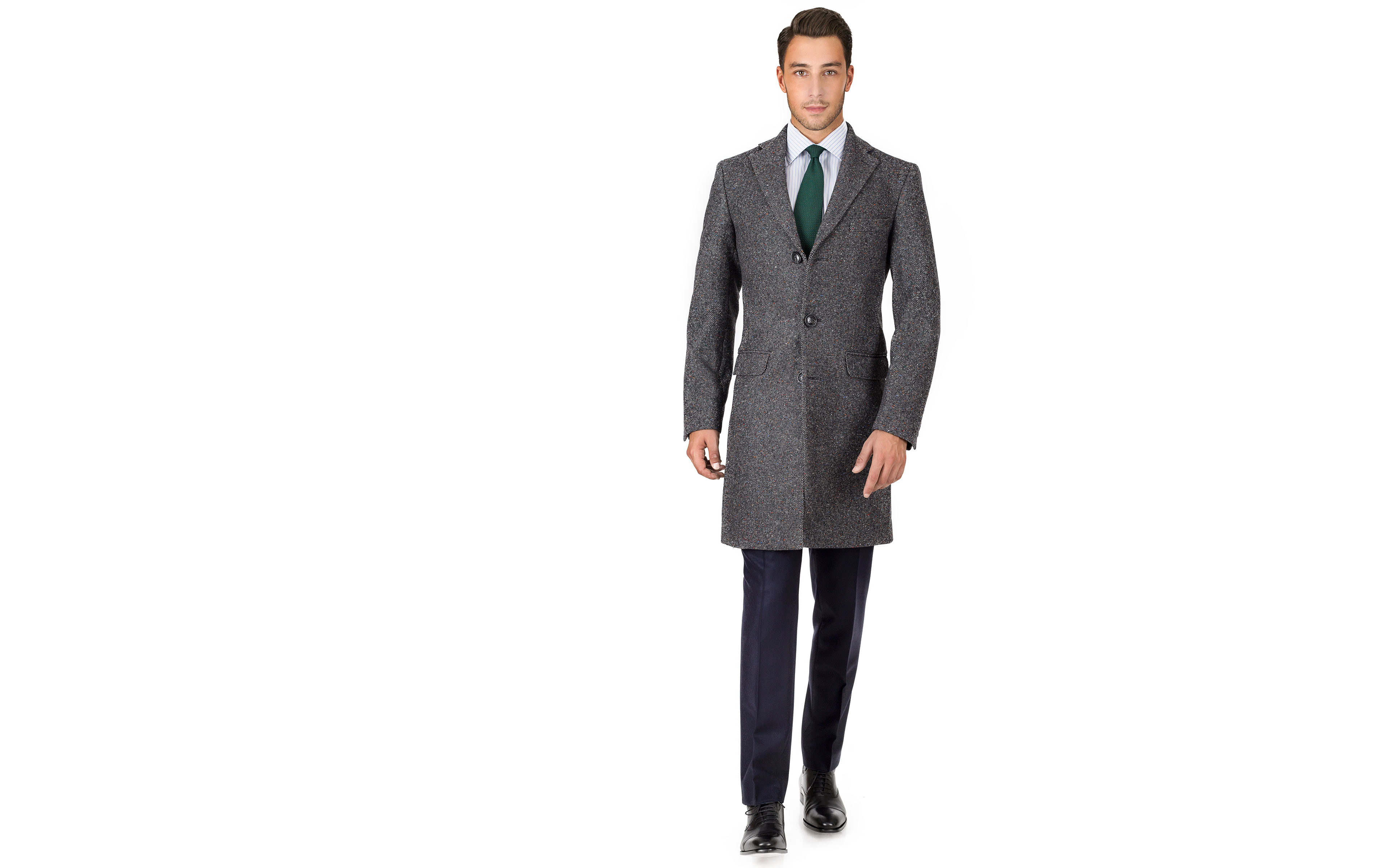 Coat in Charcoal Donegal Wool