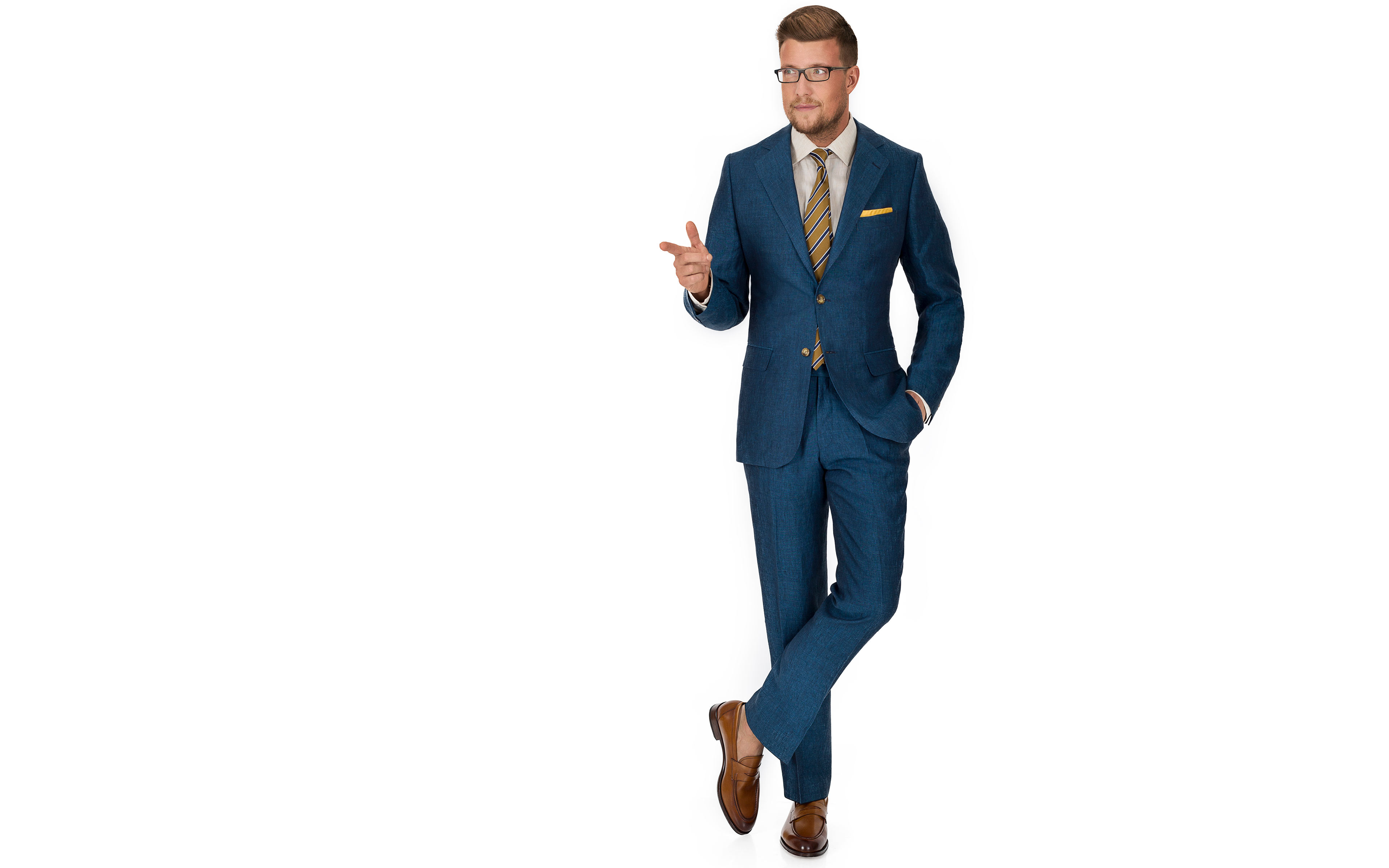 Teal Blue Linen Suit