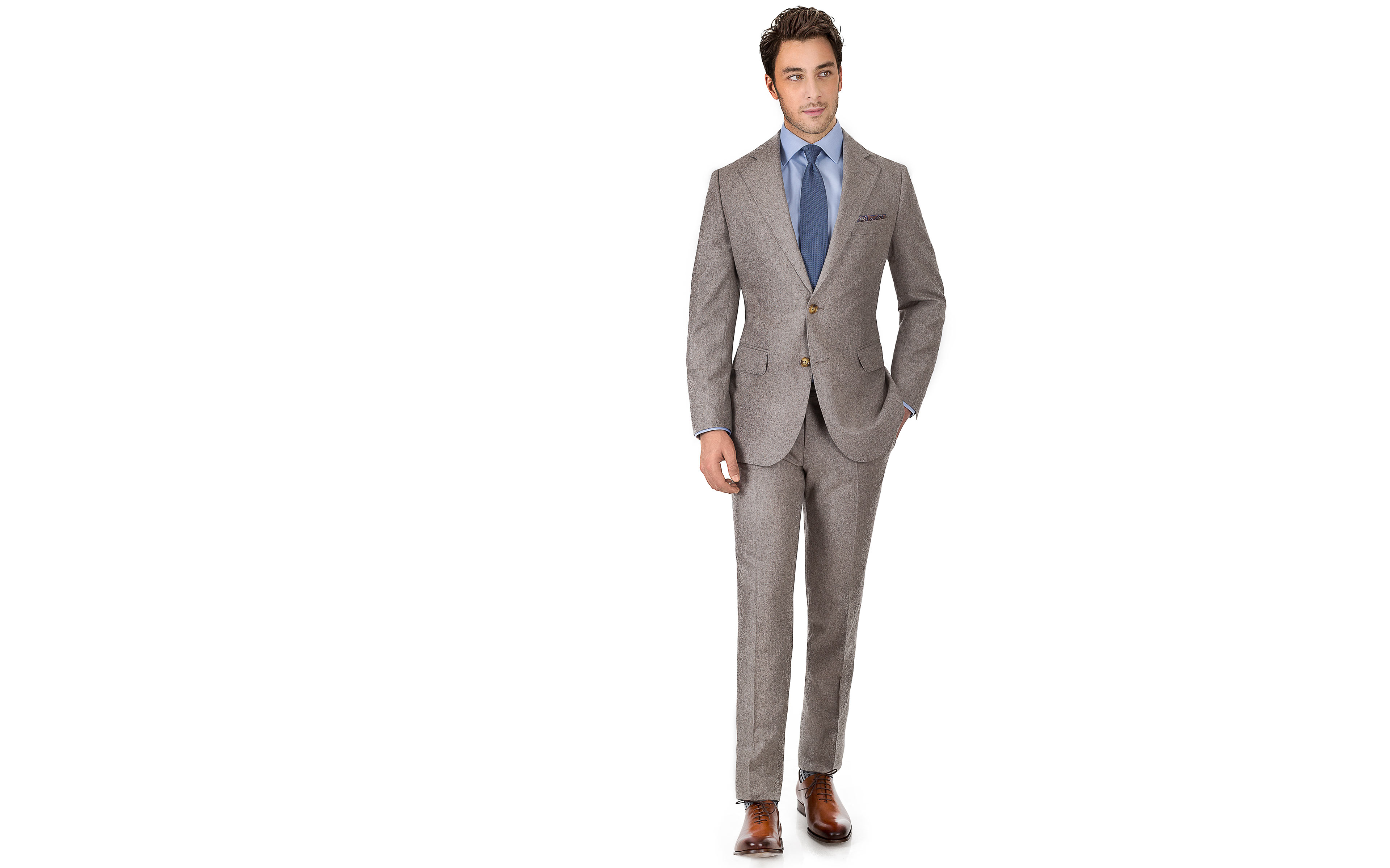 Light Brown Wool Flannel Suit