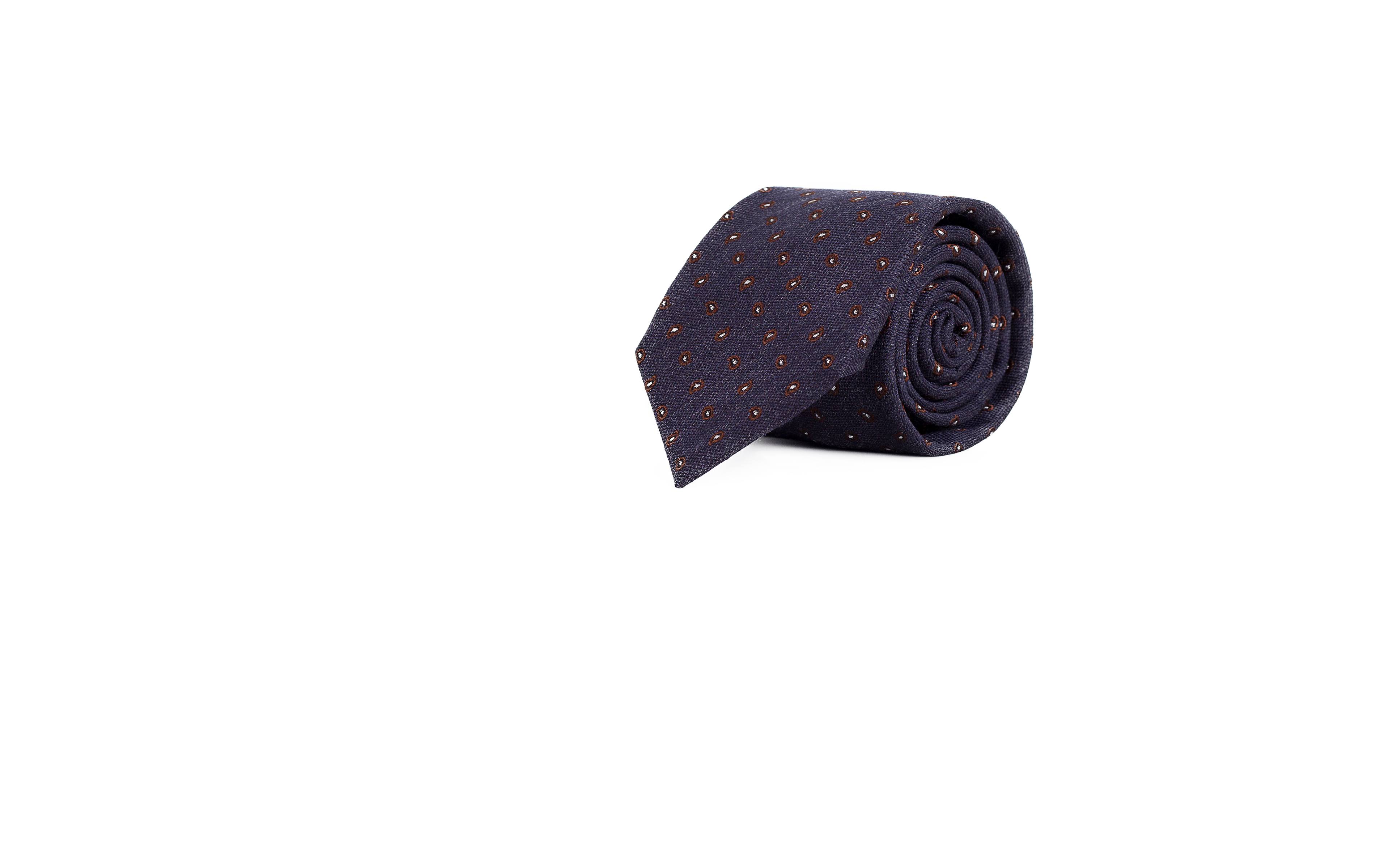 Blue & Brown Paisley Wool & Silk Tie