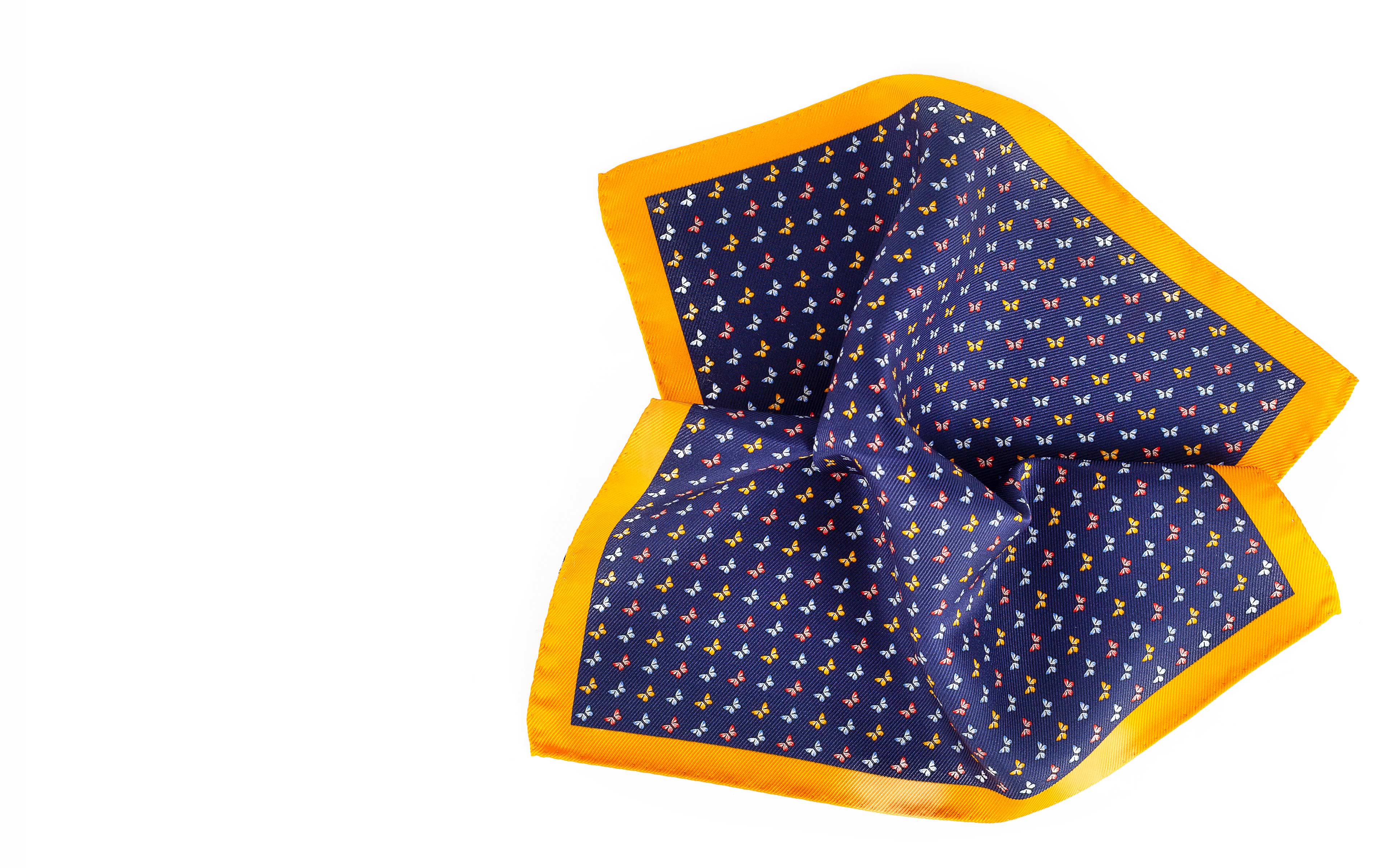 Orange & Blue Butterflies Print Pocket Square