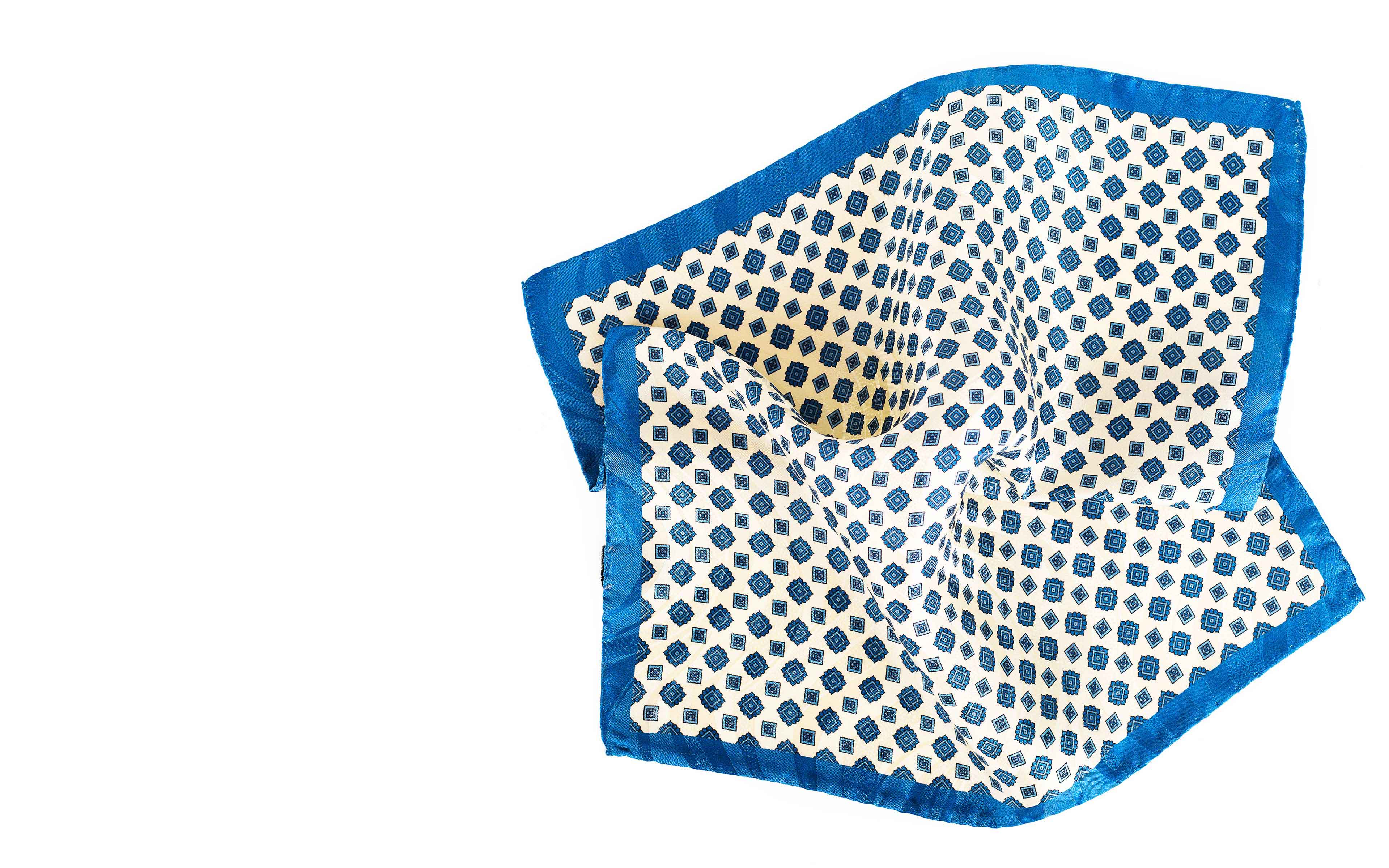 Ivory & Denim Blue Pocket Sqaure