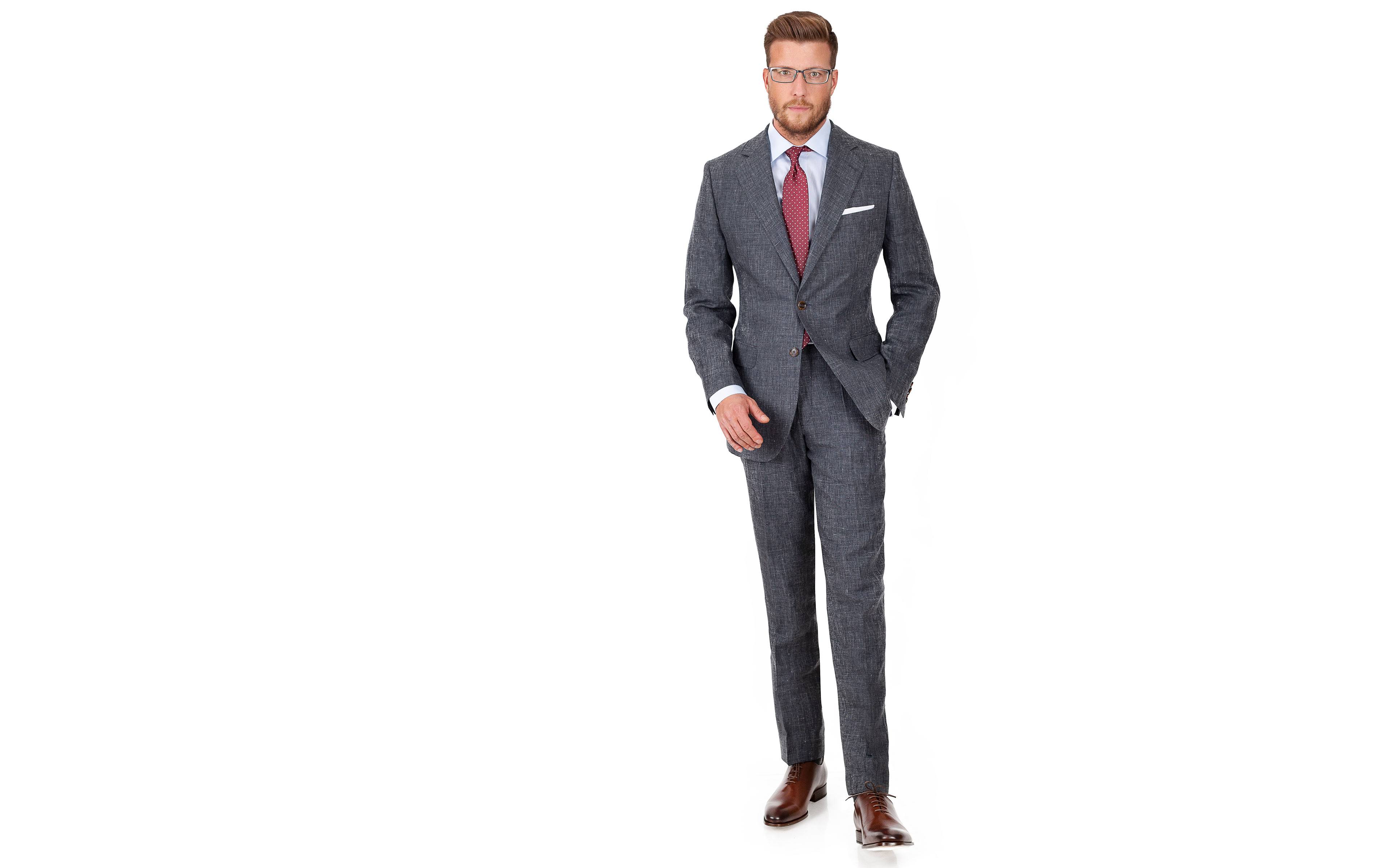 Dark Grey Melange Linen Suit