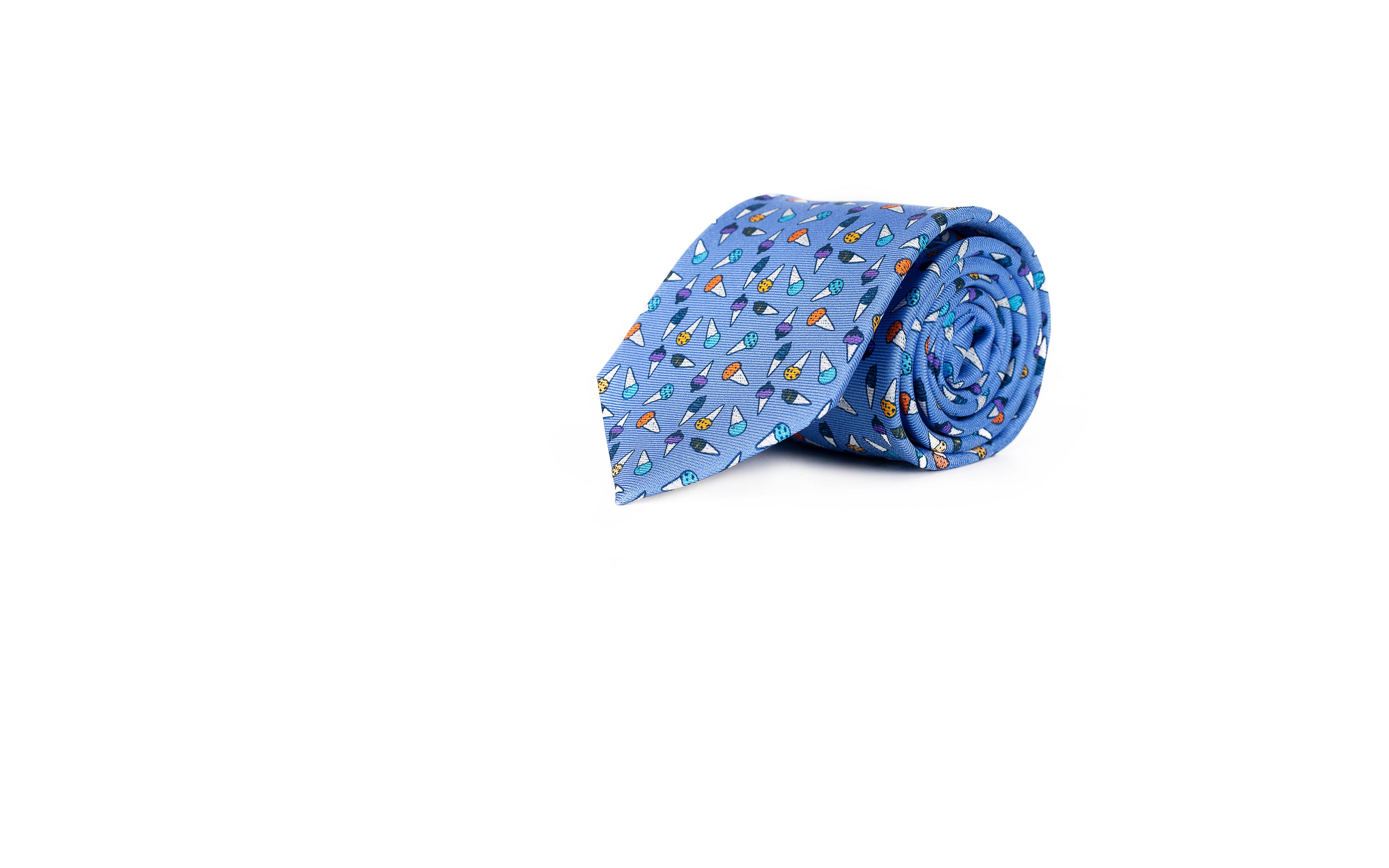 Sky Blue Icecream 28 Momme Silk Tie