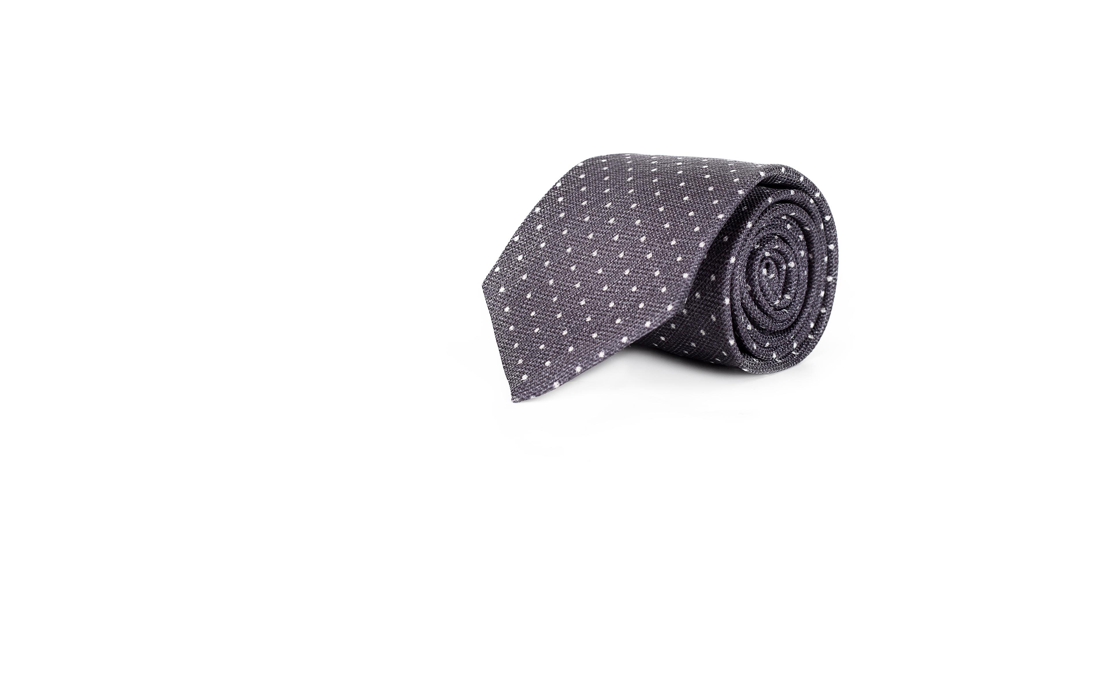 Grey Dotted Silk Tie