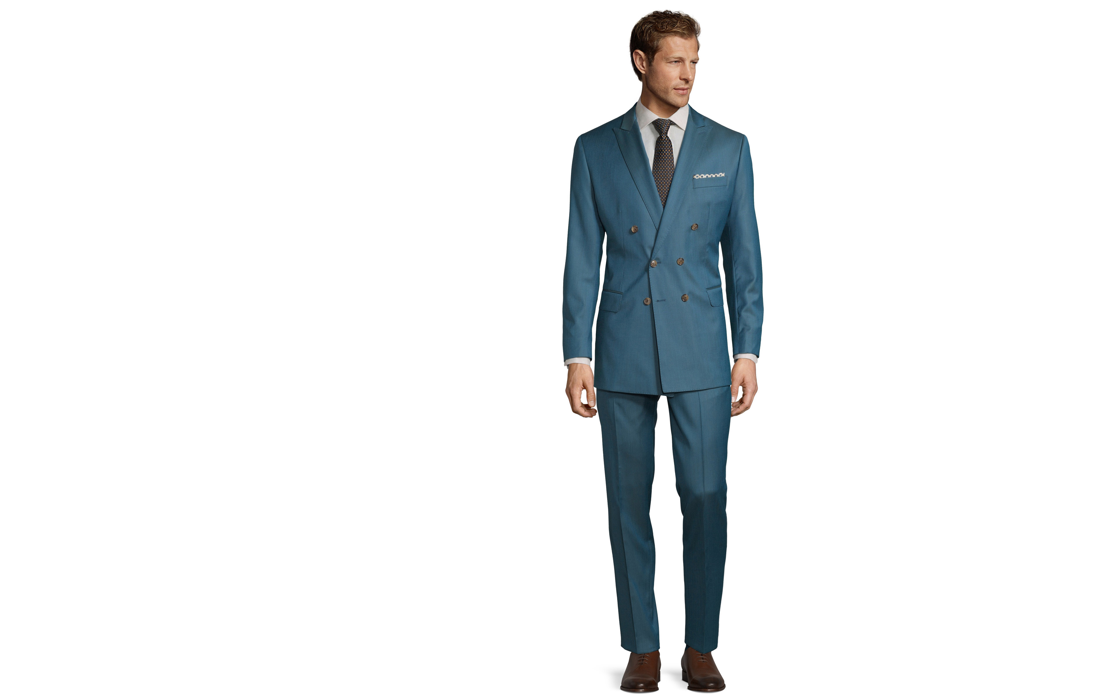 Teal Blue Wool & Silk Suit