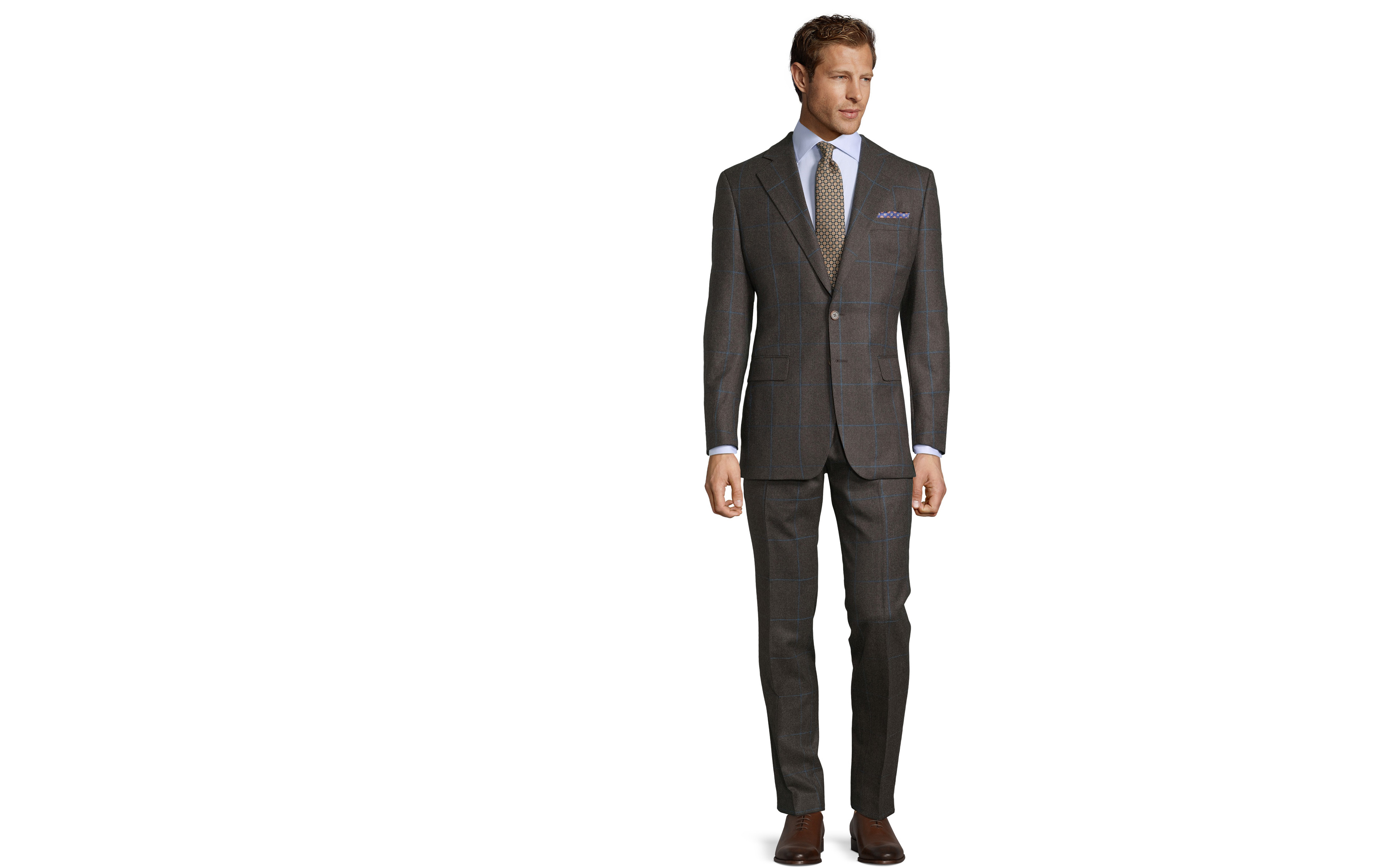 Brown Plaid With Blue Overcheck Suit
