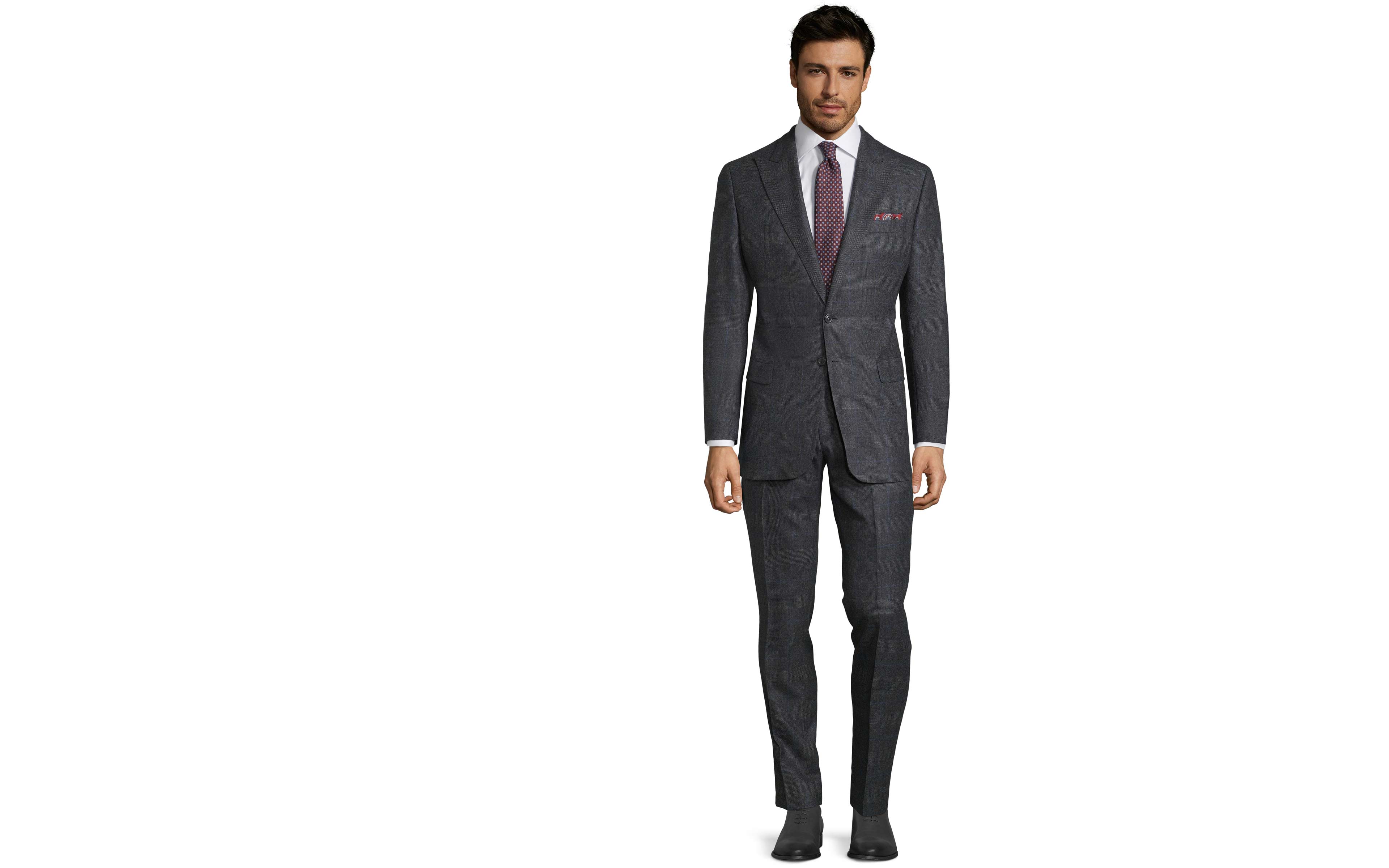 Charcoal Plaid With Navy Overcheck Suit