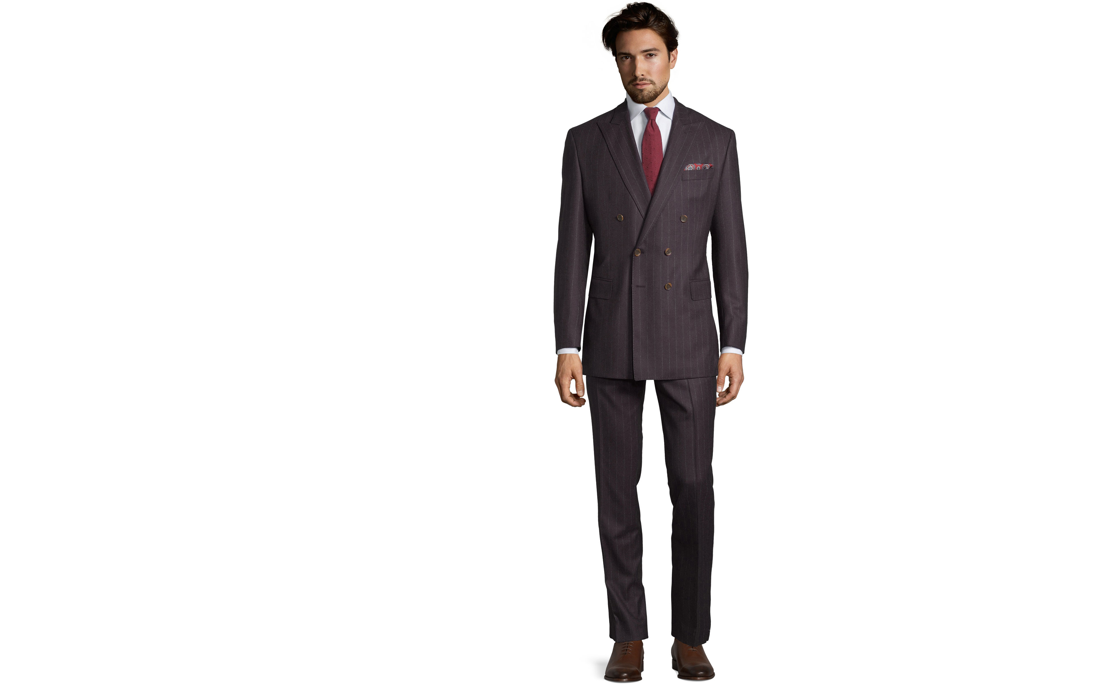 Blue Stripe Brown Suit