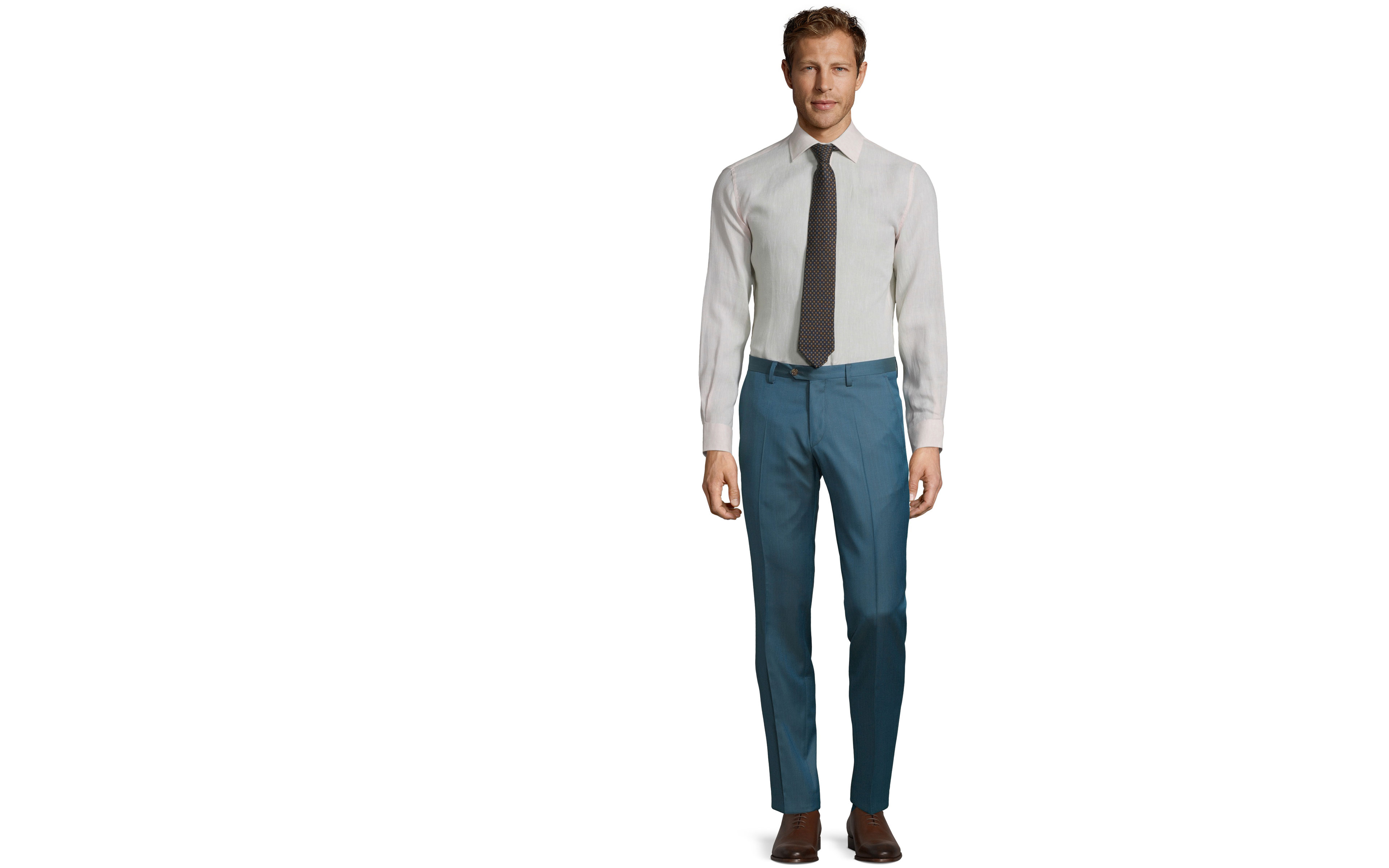 Teal Blue Wool & Silk Dress Pants