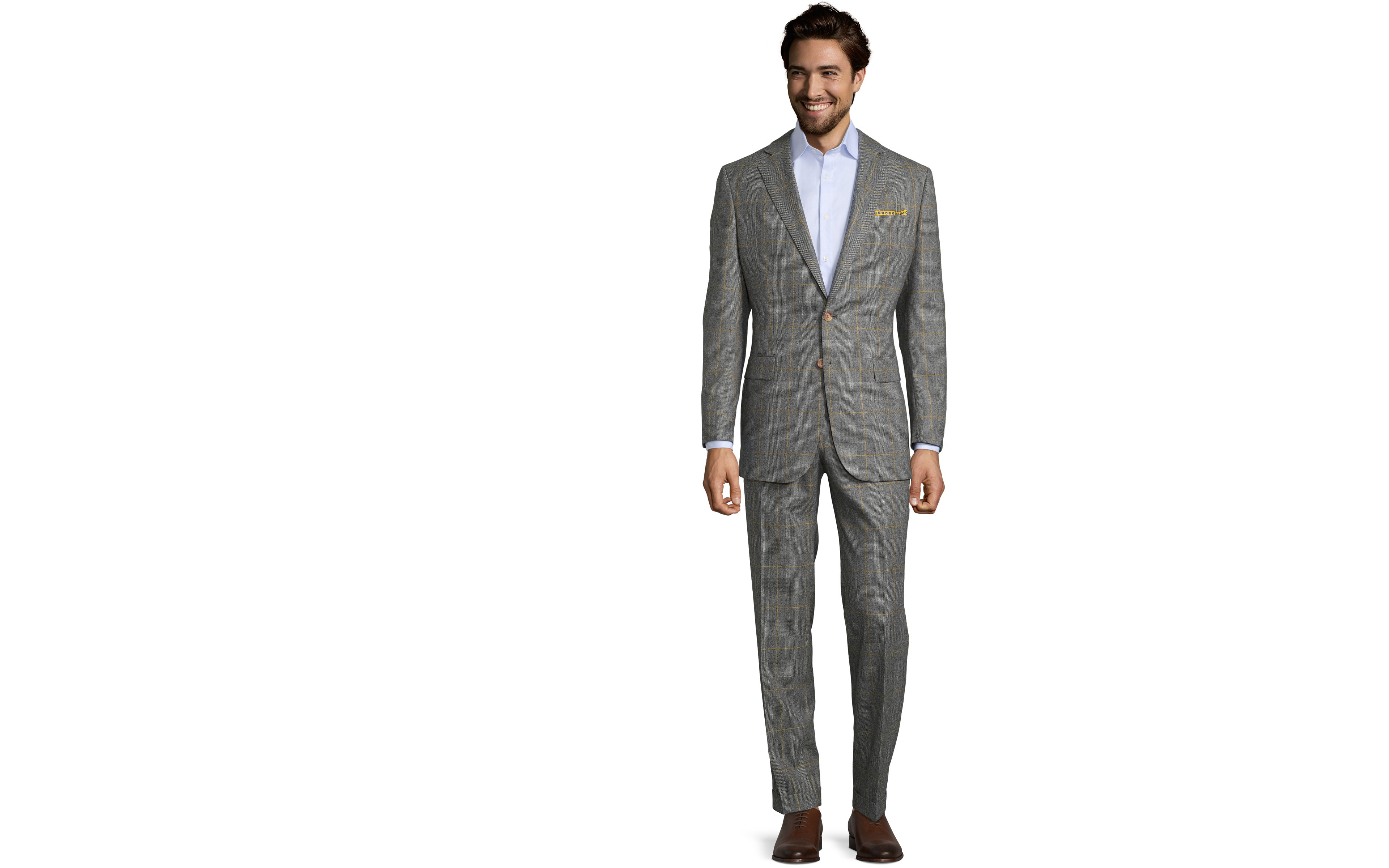 Grey Plaid With Yellow Overcheck Suit