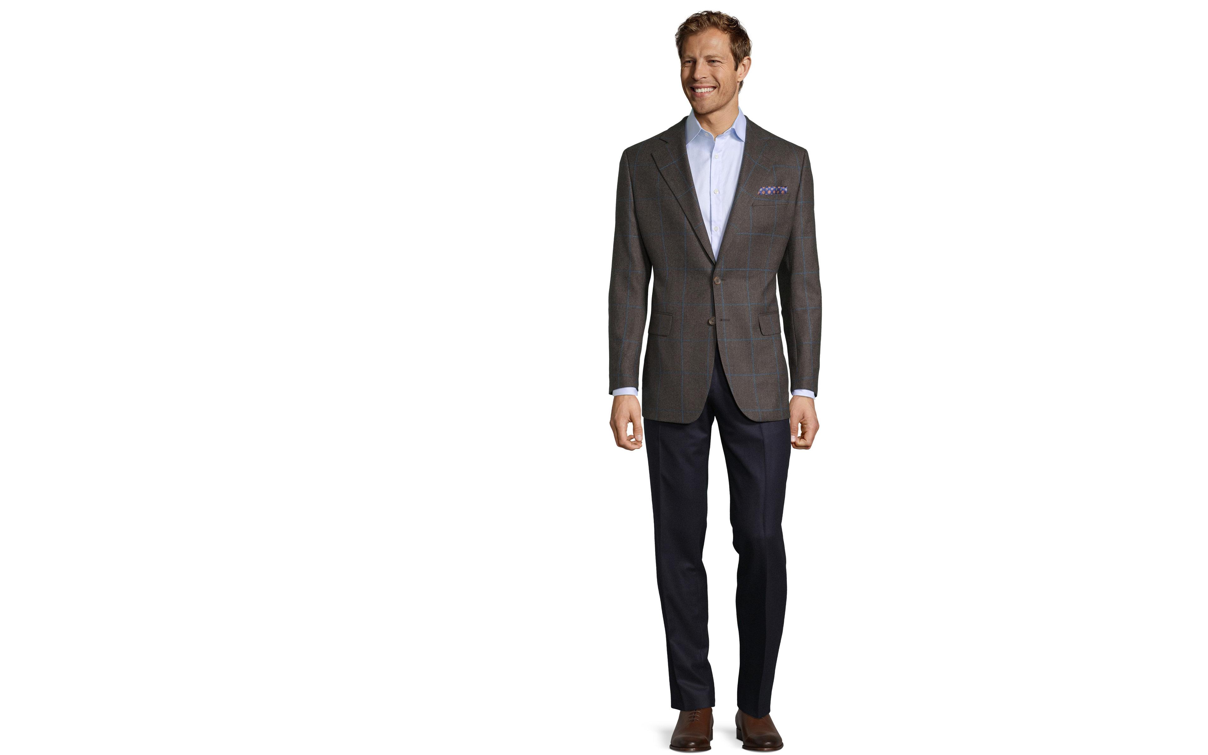 Brown Plaid With Blue Overcheck Blazer