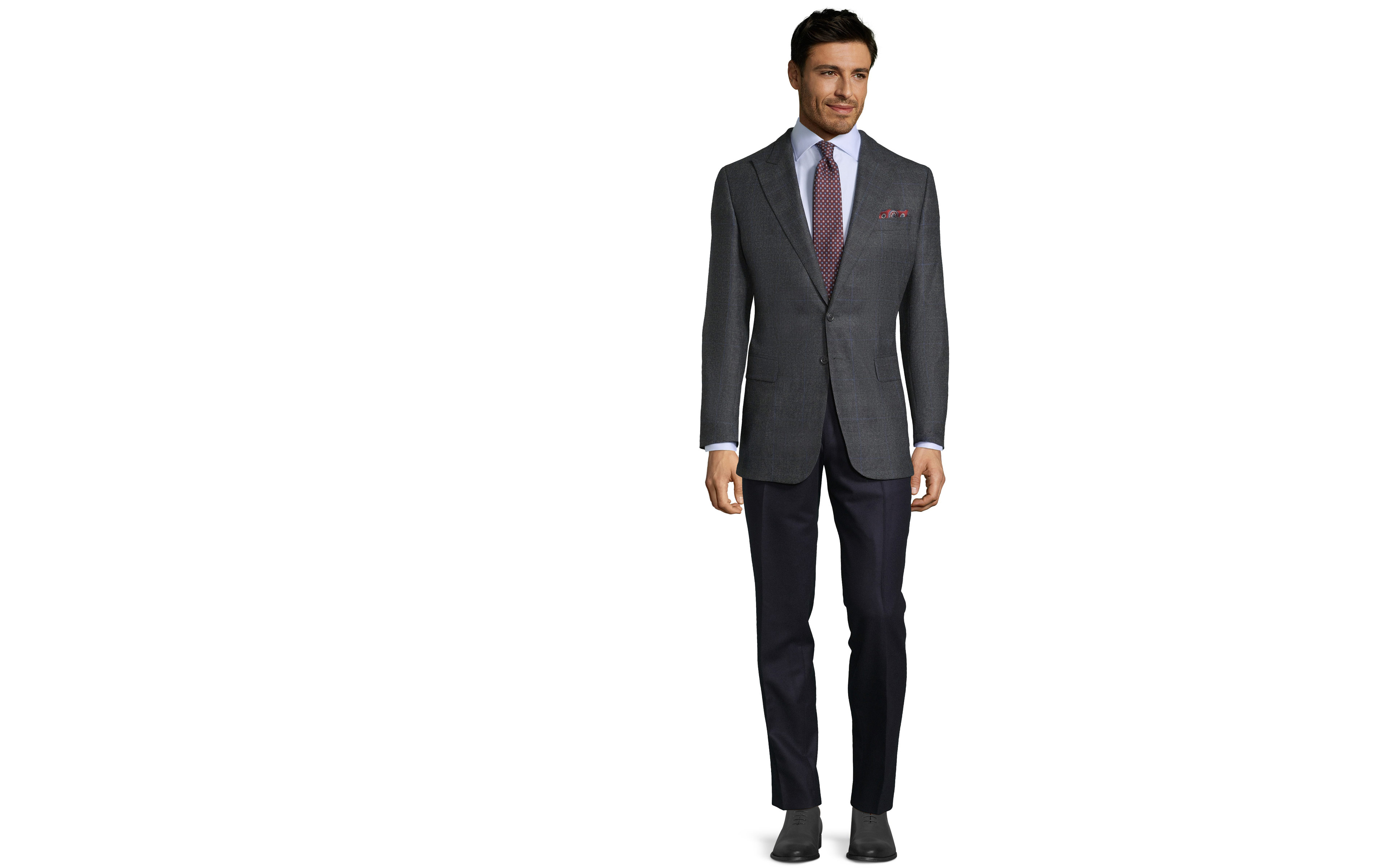 Charcoal Plaid With Navy Overcheck Blazer