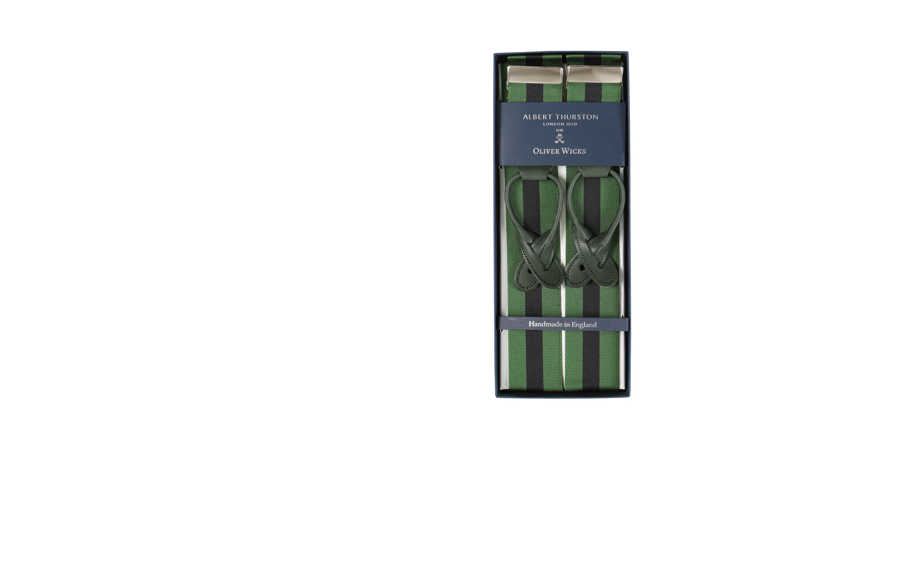 Green & Navy Striped Suspenders