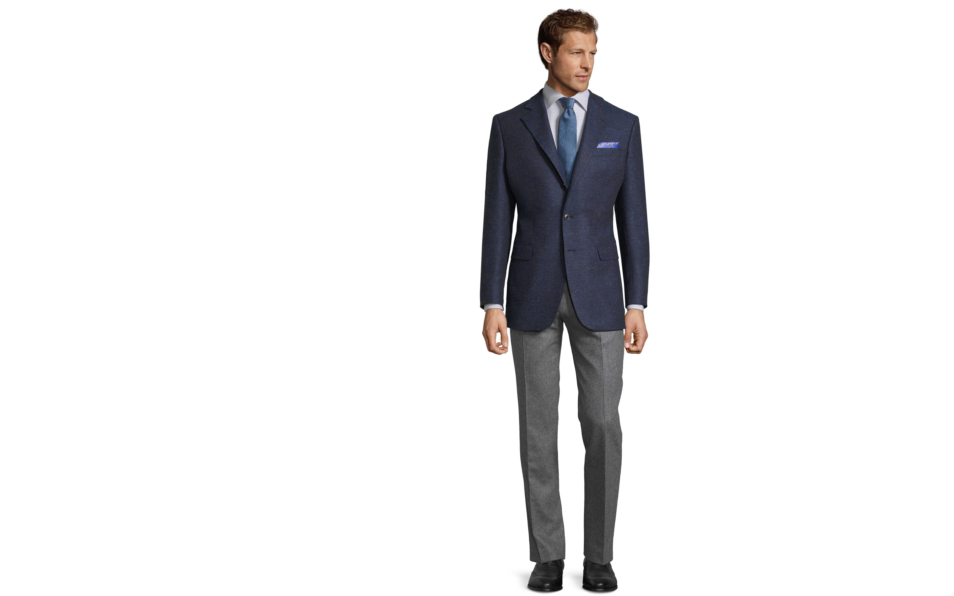 Navy Donegal Herringbone Tweed Blazer