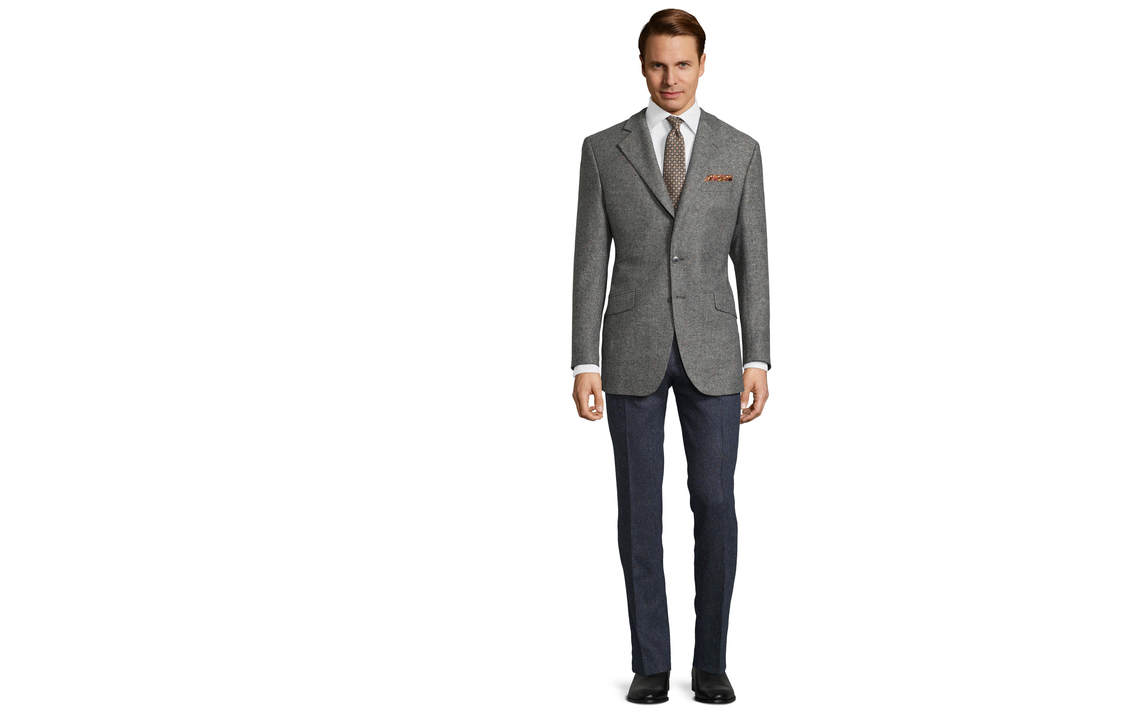 Grey Donegal Herringbone Tweed Blazer