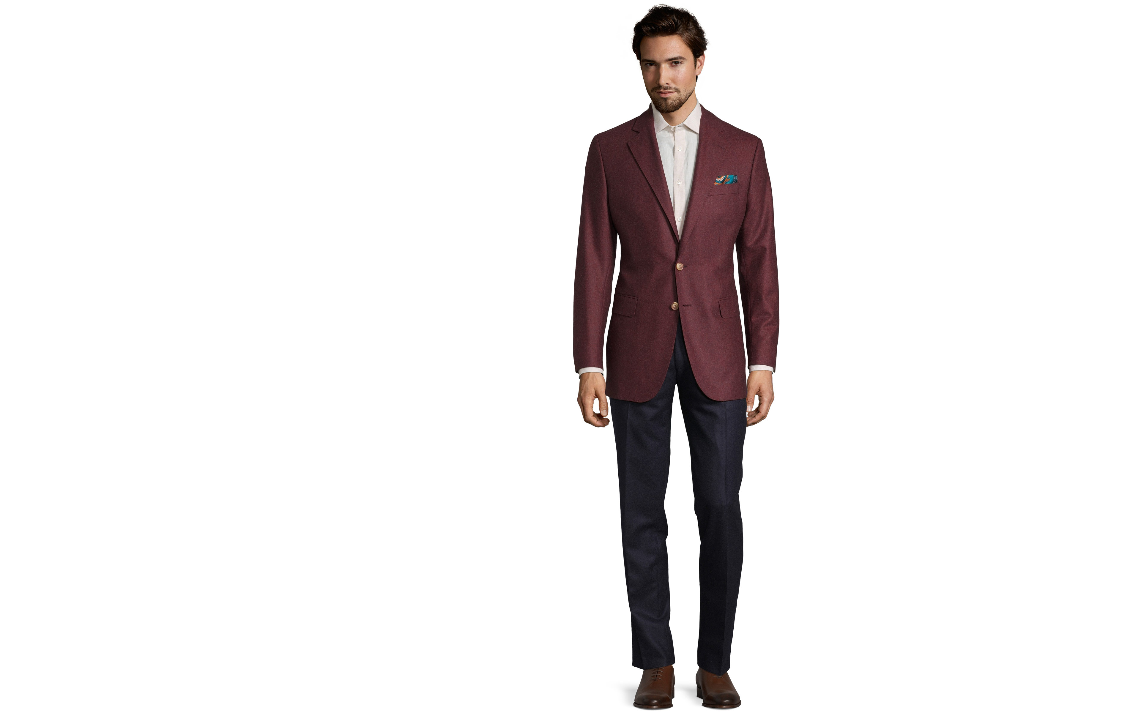 Burgundy Wool Flannel Blazer
