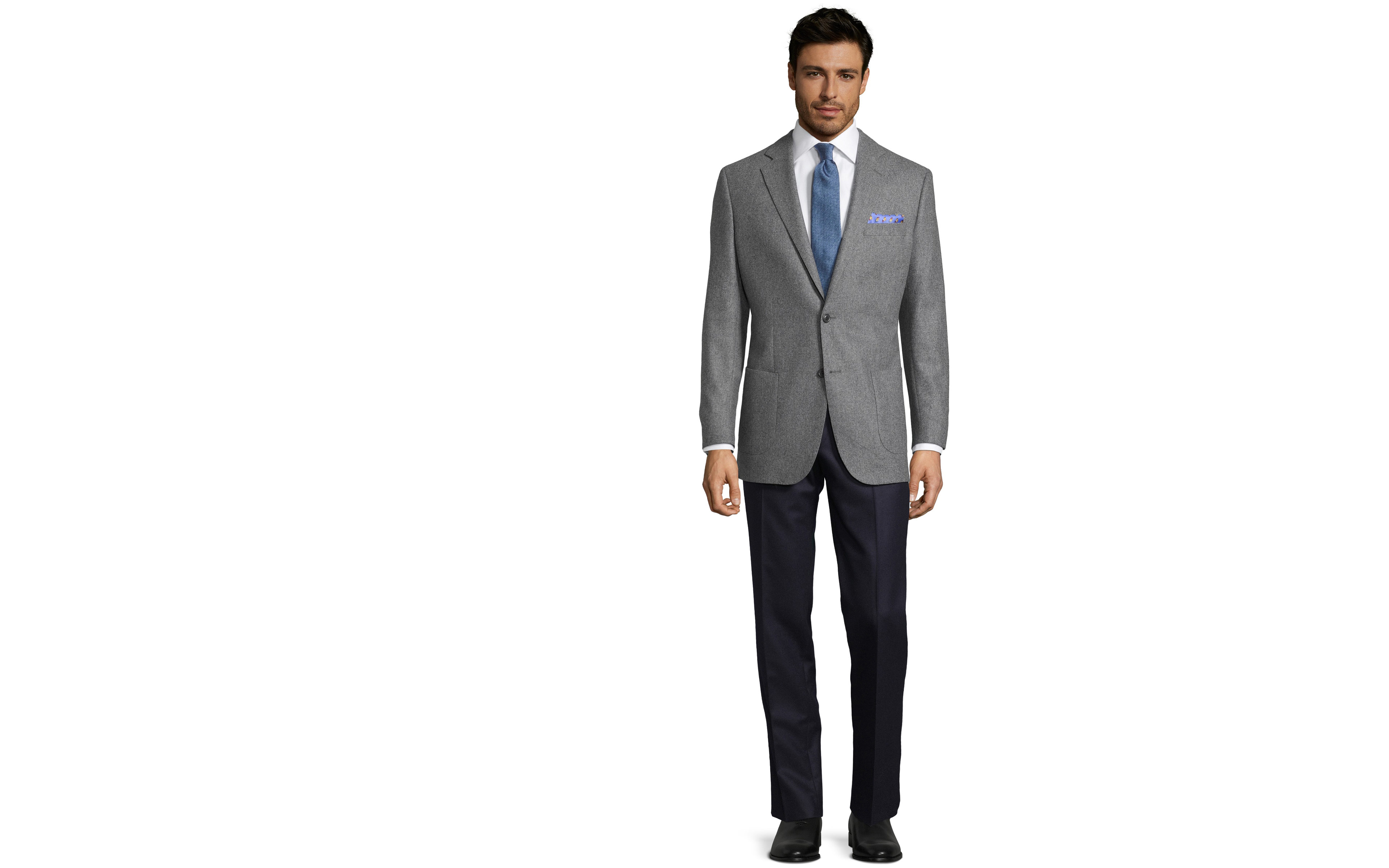 Grey Wool Flannel Blazer