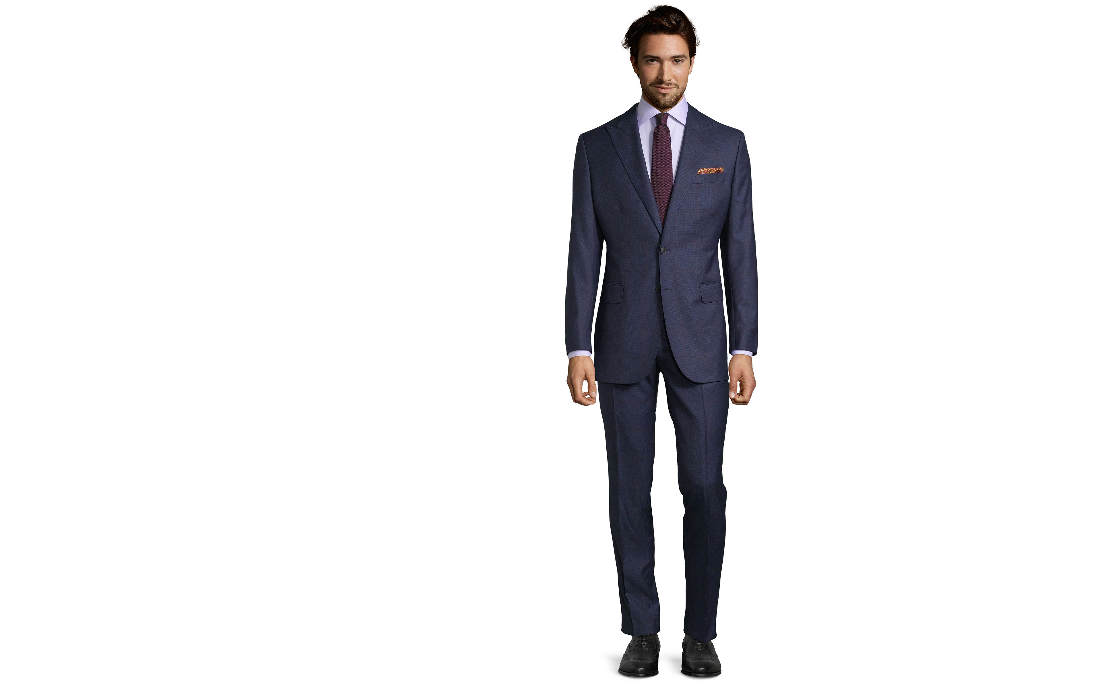 Vendetta Premium Lavender Check Navy Plaid Suit