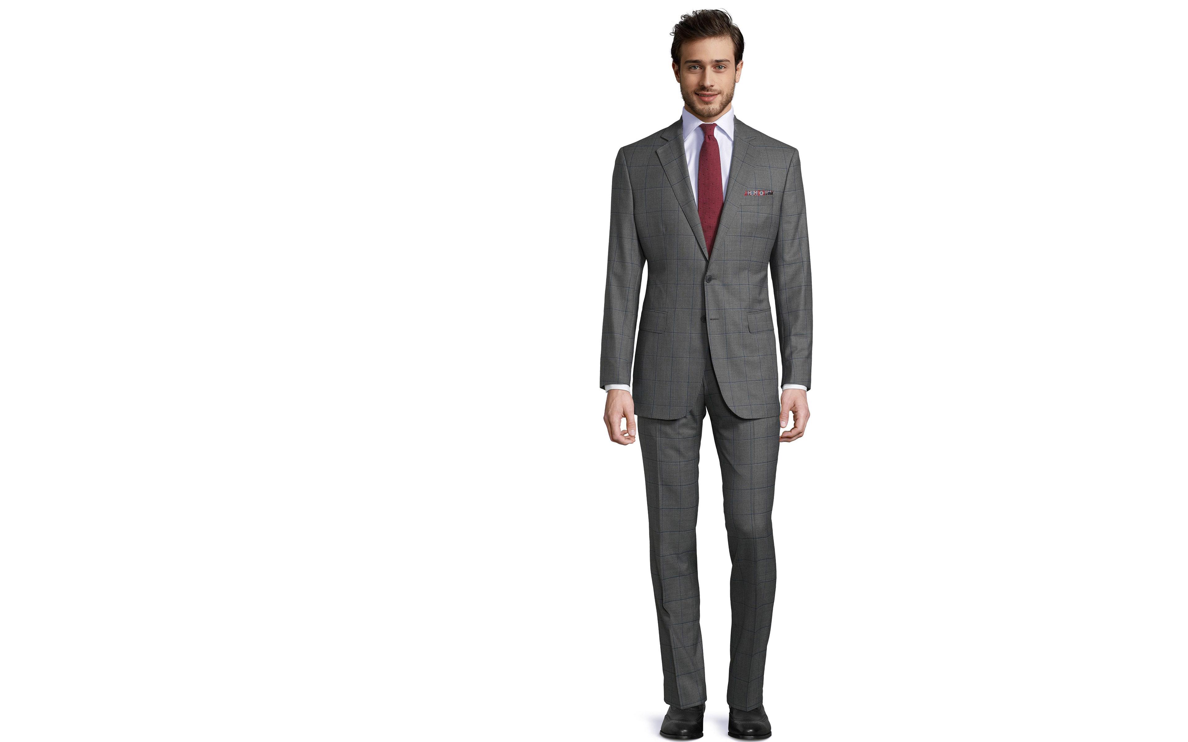 Vendetta Premium Petrol Blue Check Grey Suit