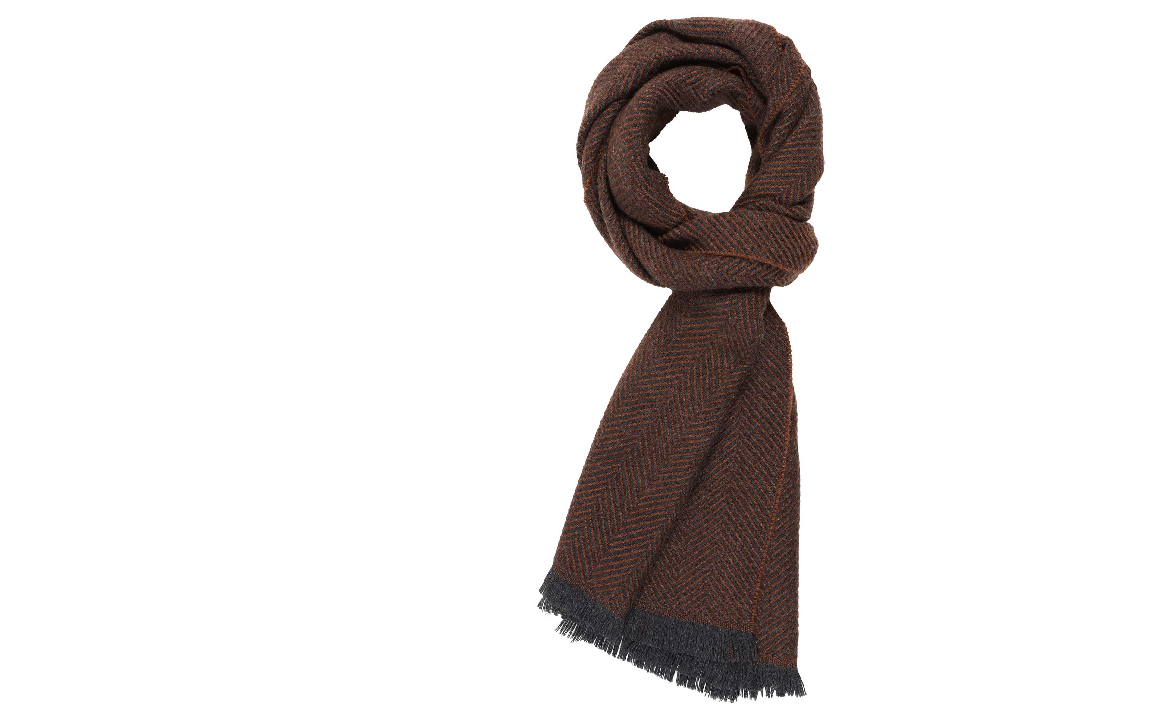 Tobacco Herringbone Wool Scarf