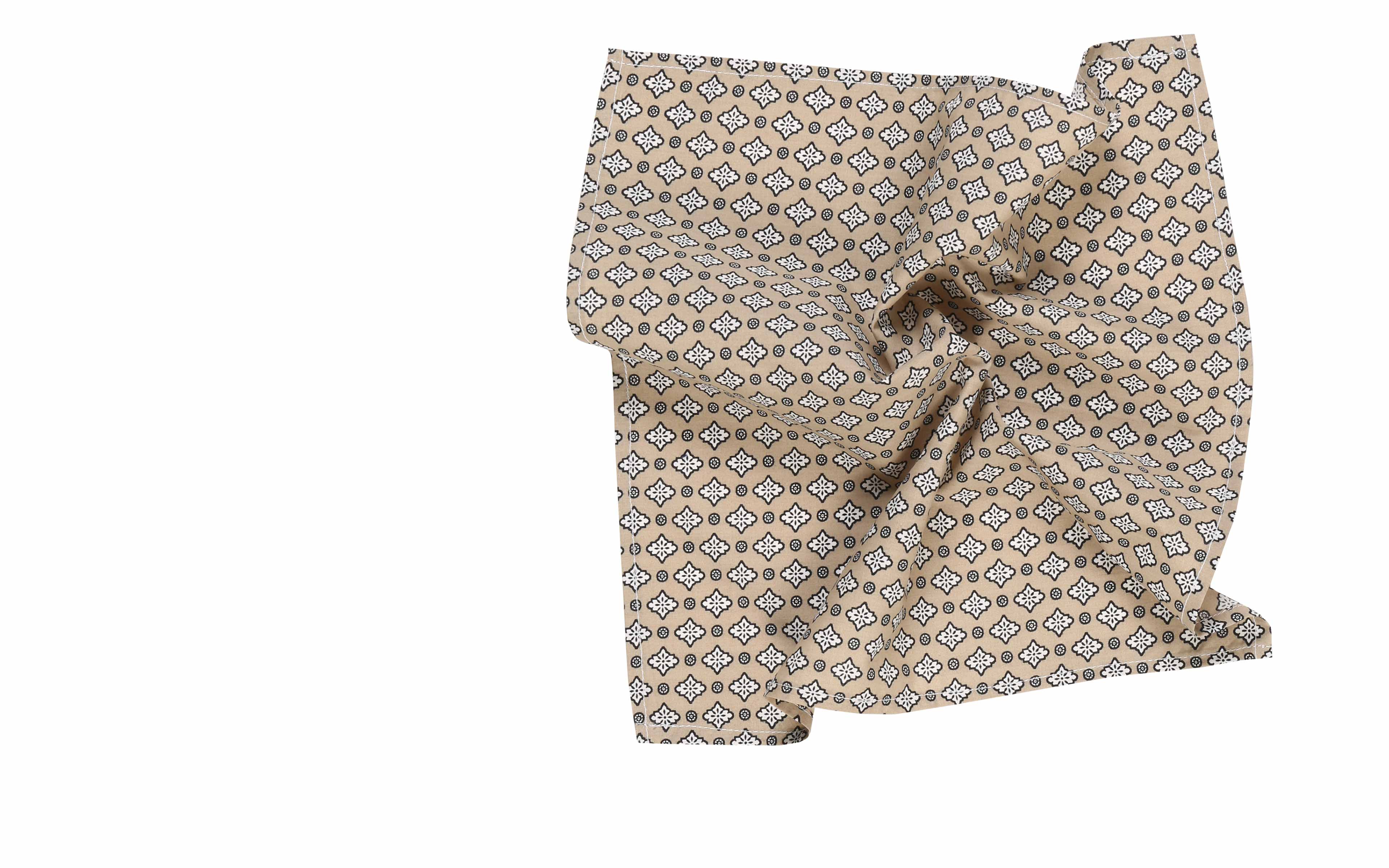 Taupe Patterned Cotton Pocket Square