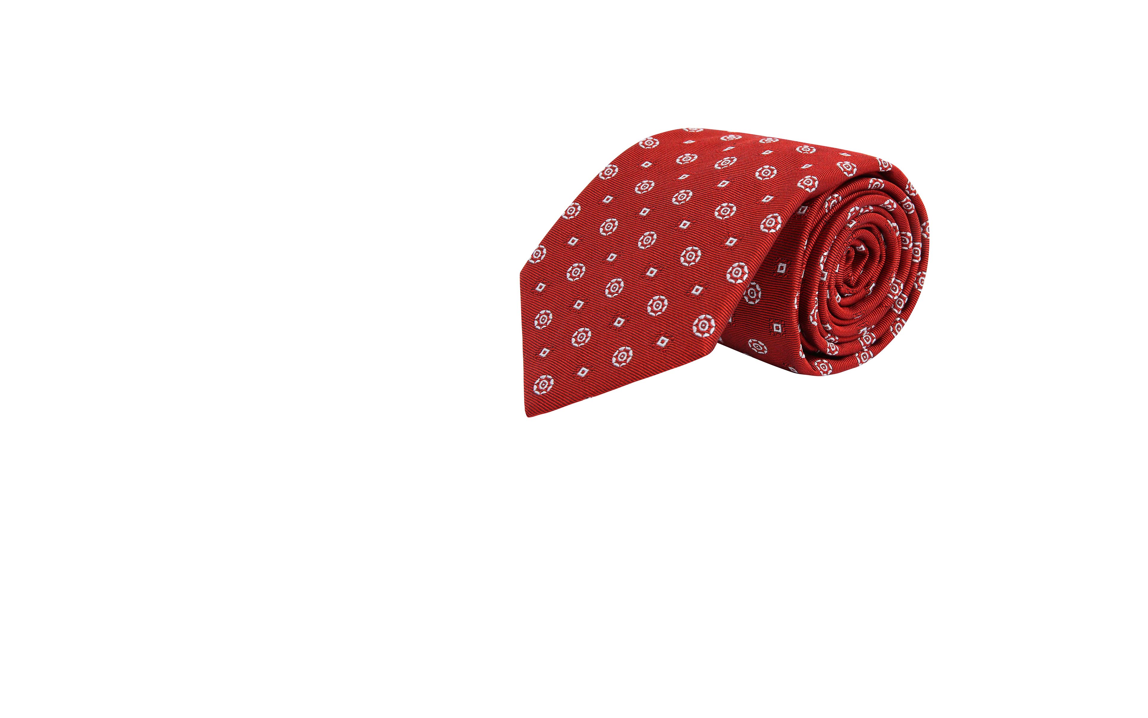 White Shapes Red Silk Tie