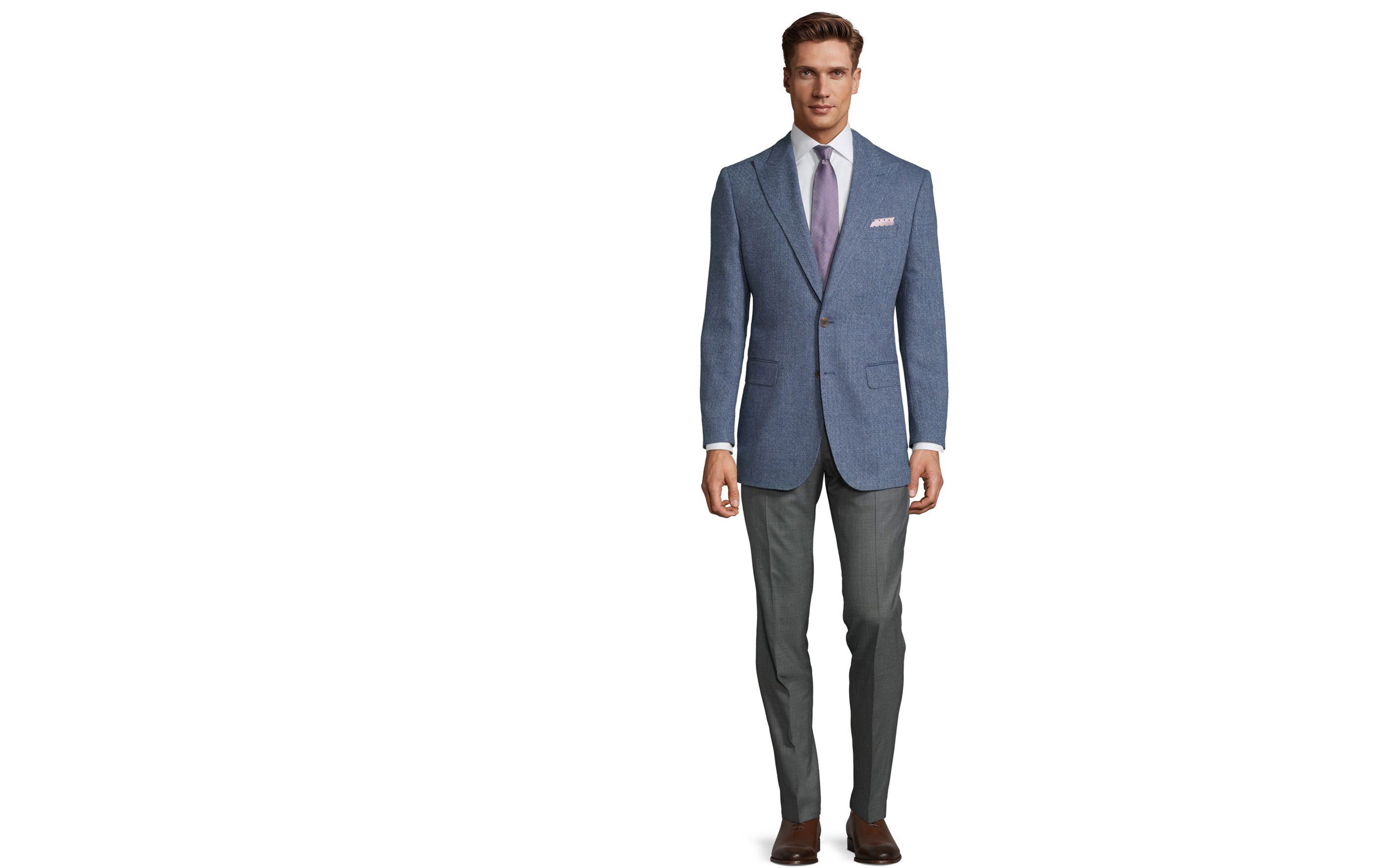 Navy Blue Melange Wool Silk & Linen Blazer