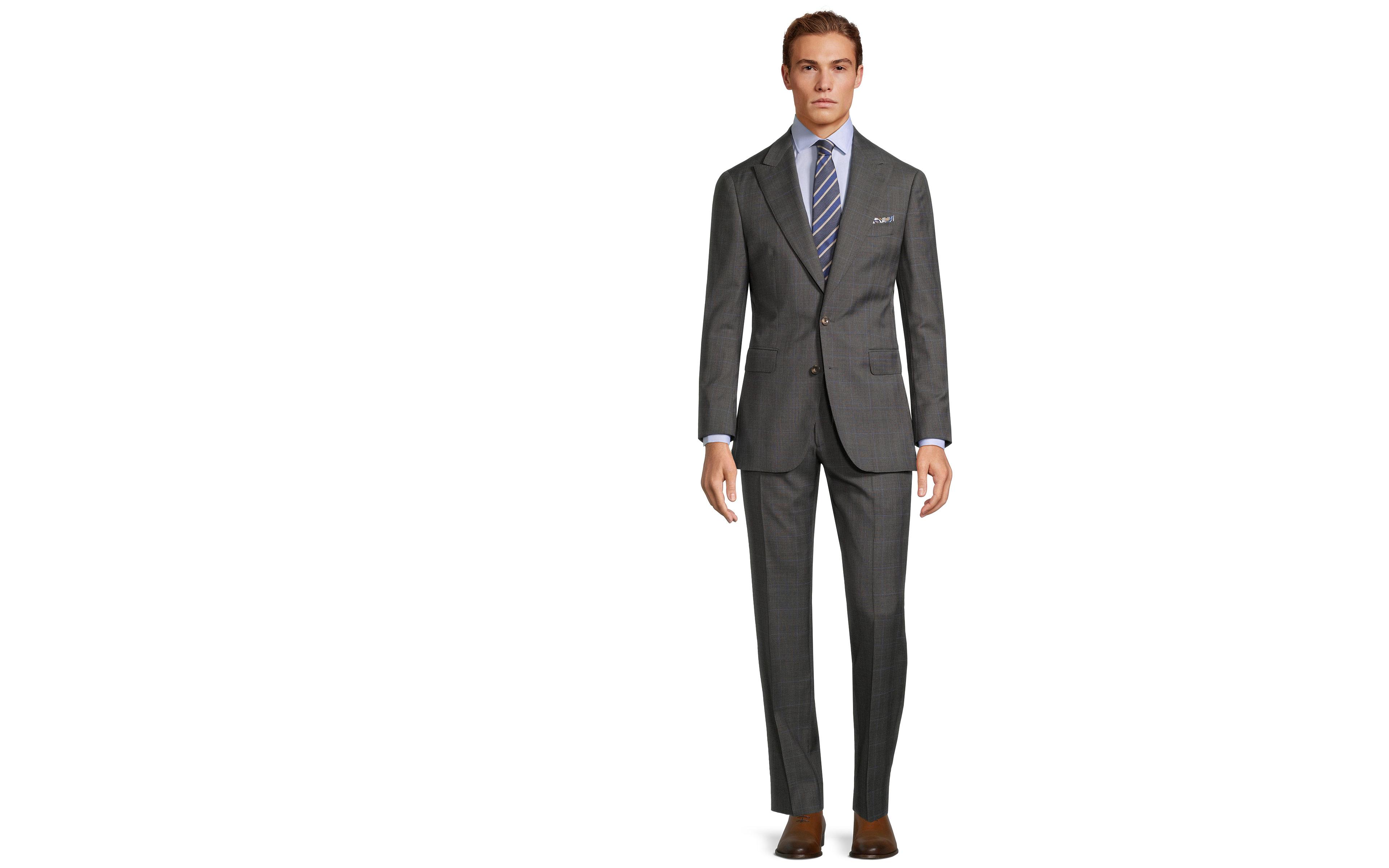 Grey Plaid with Light Blue Overcheck Suit