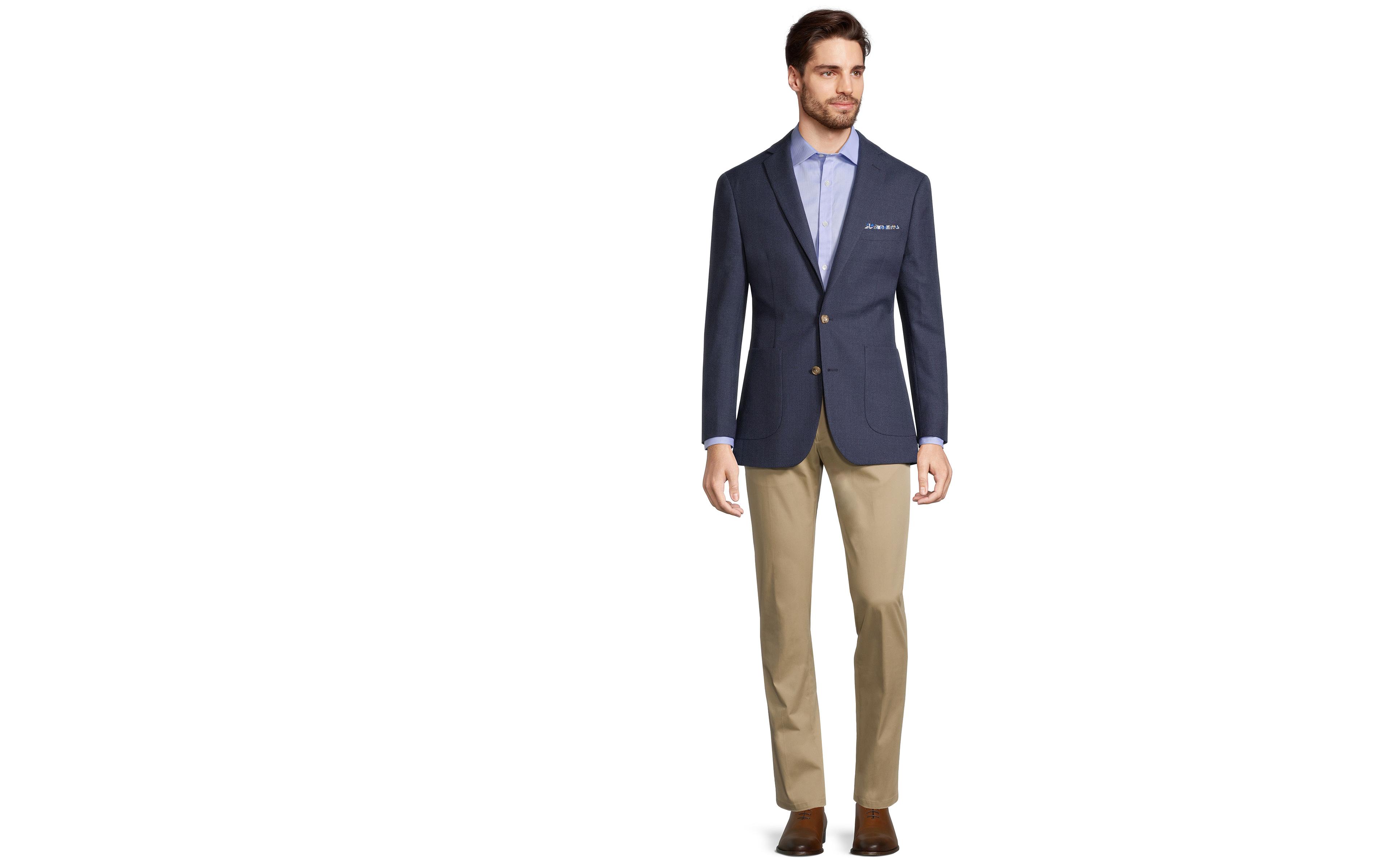Navy Blue Hopsack Blazer