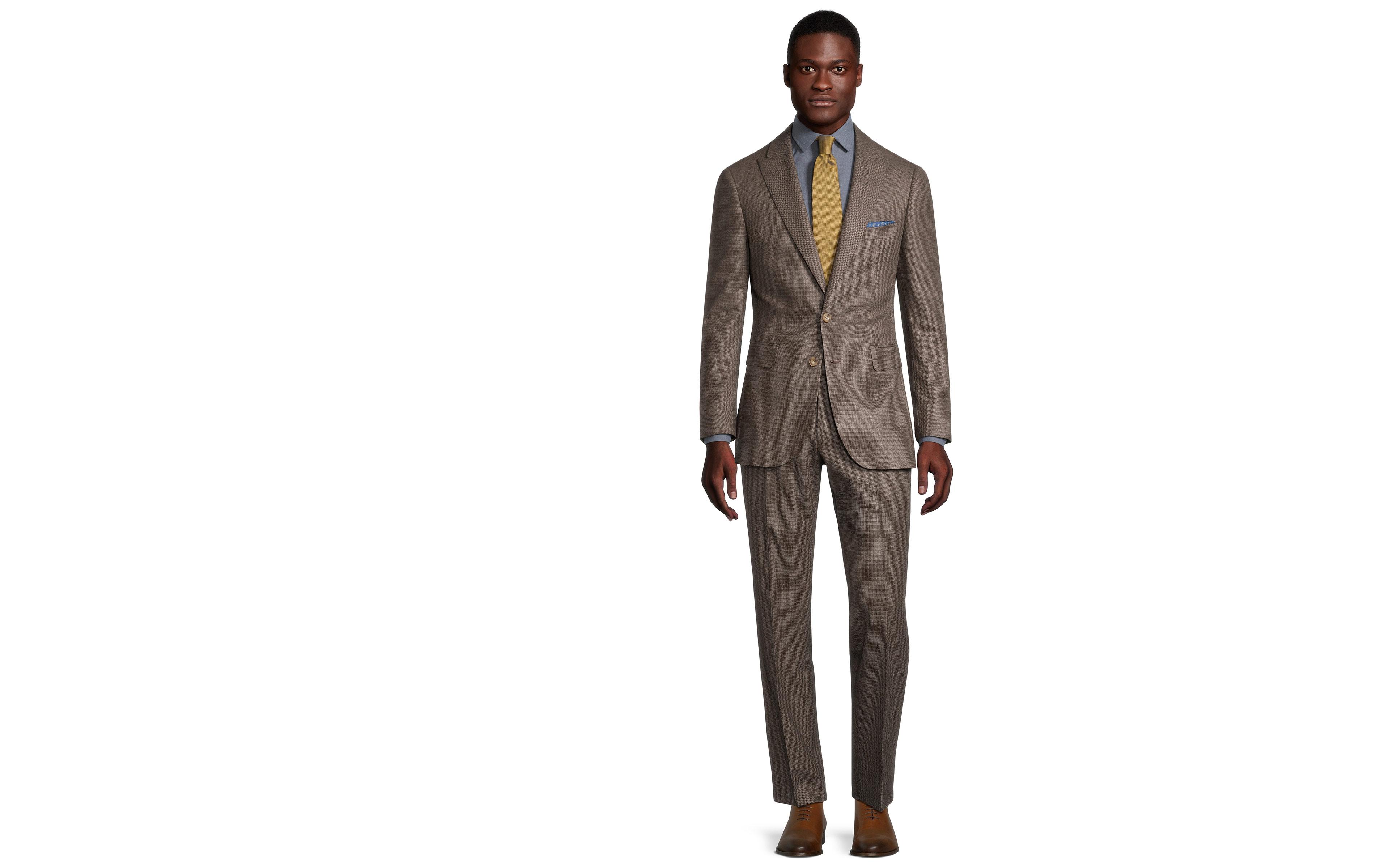 Light Brown Houndstooth Flannel Suit