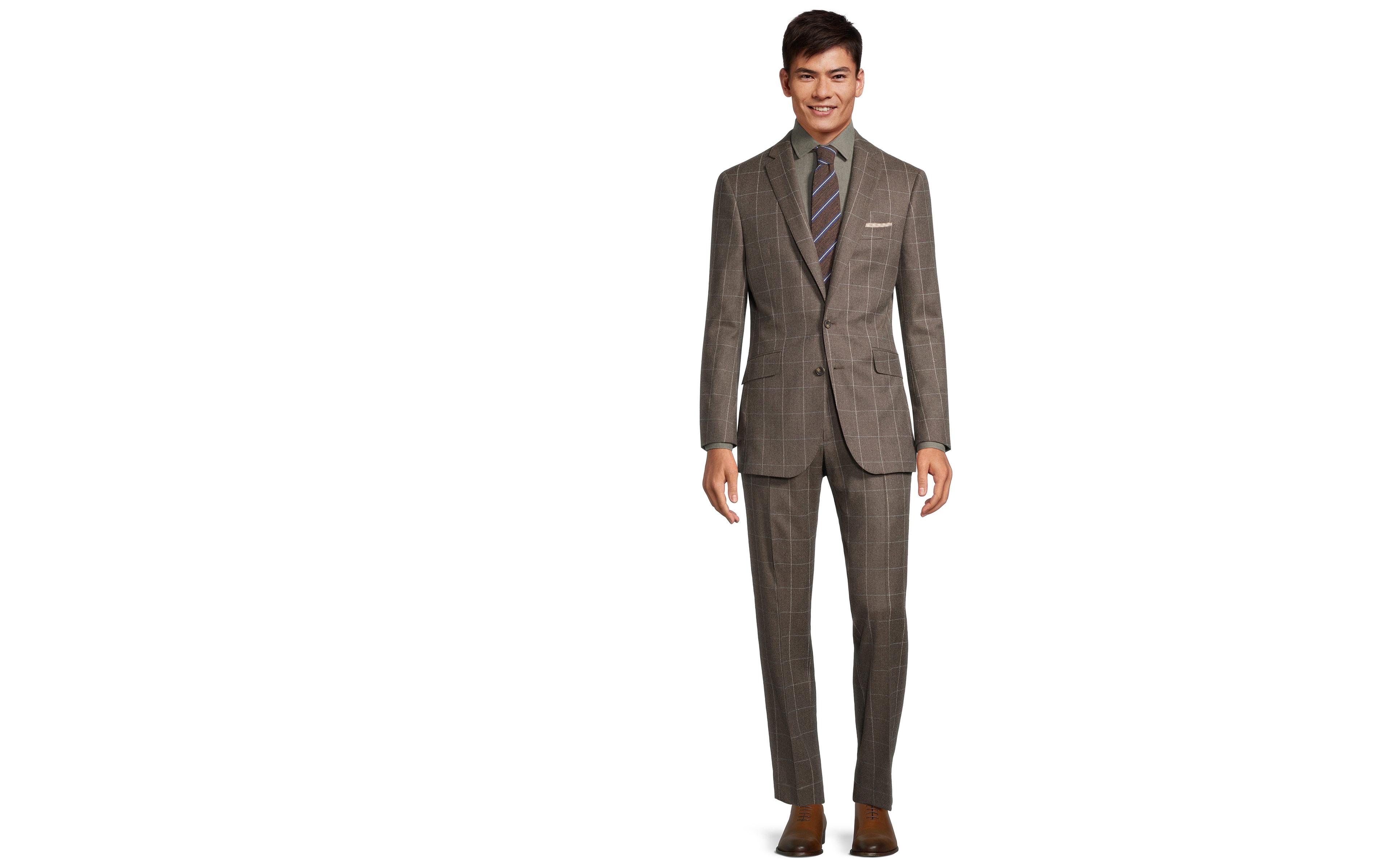 Light Brown Windowpane Flannel Suit