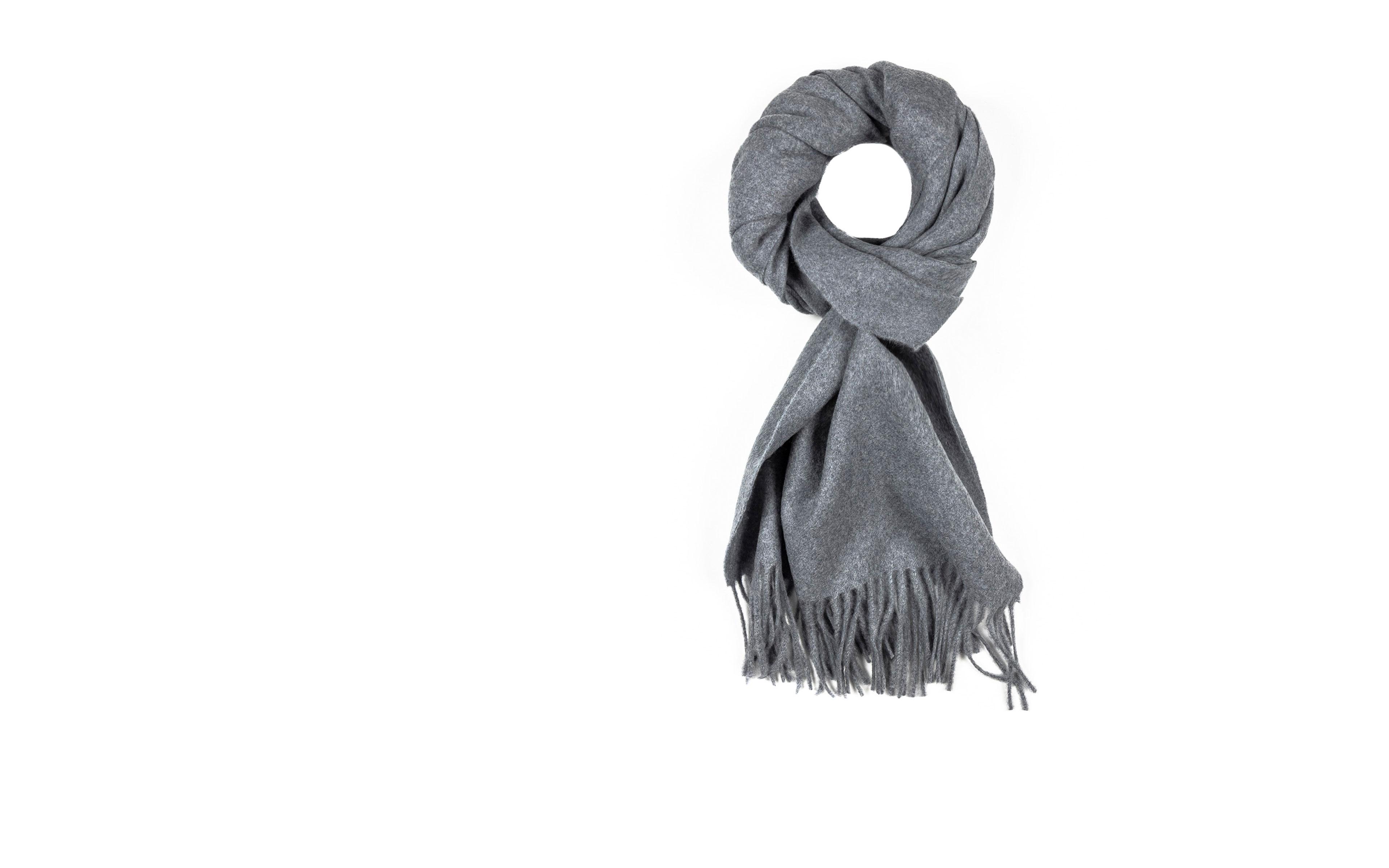 Solid Light Grey Wool Scarf