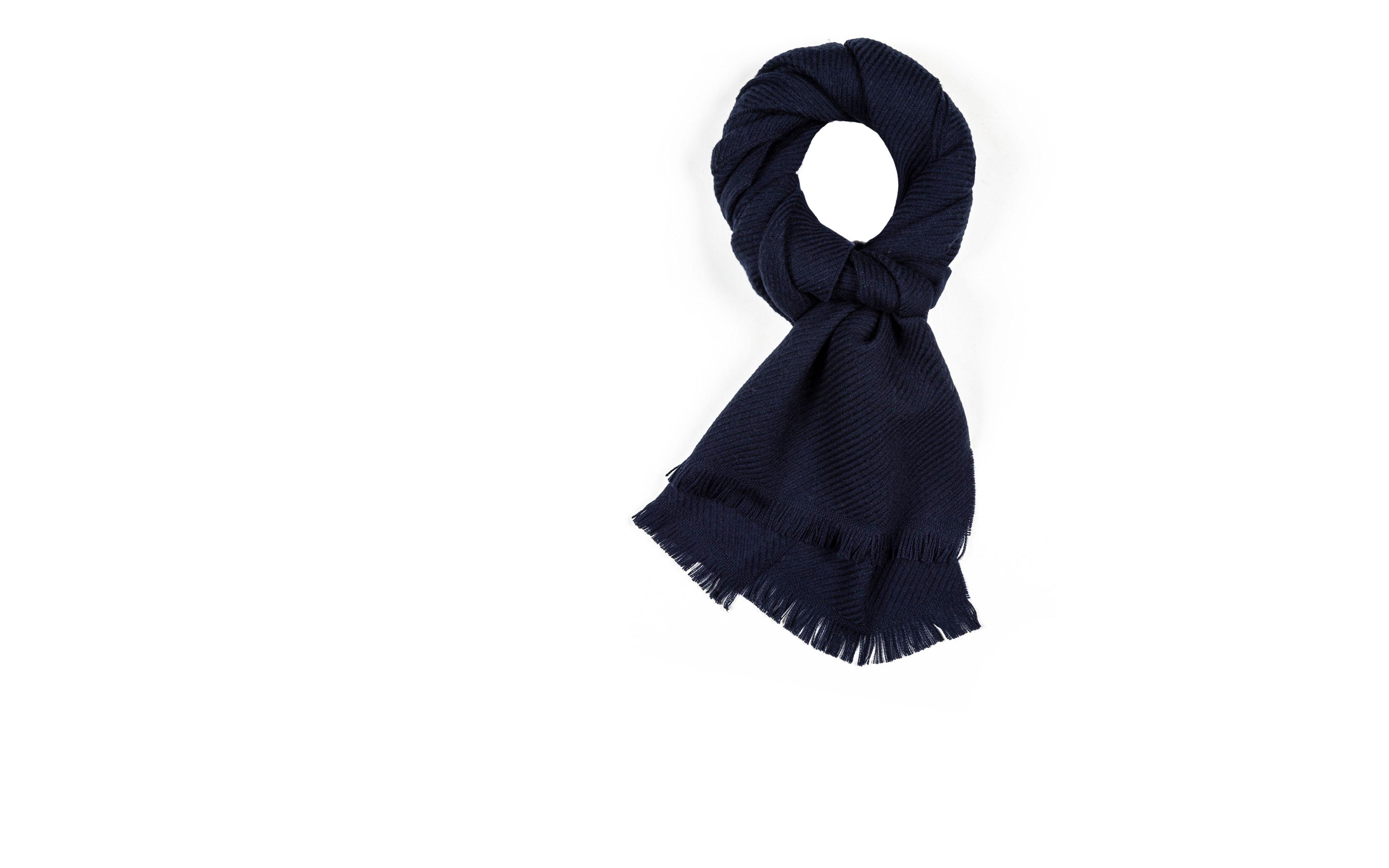 Solid Navy Twill Wool Scarf