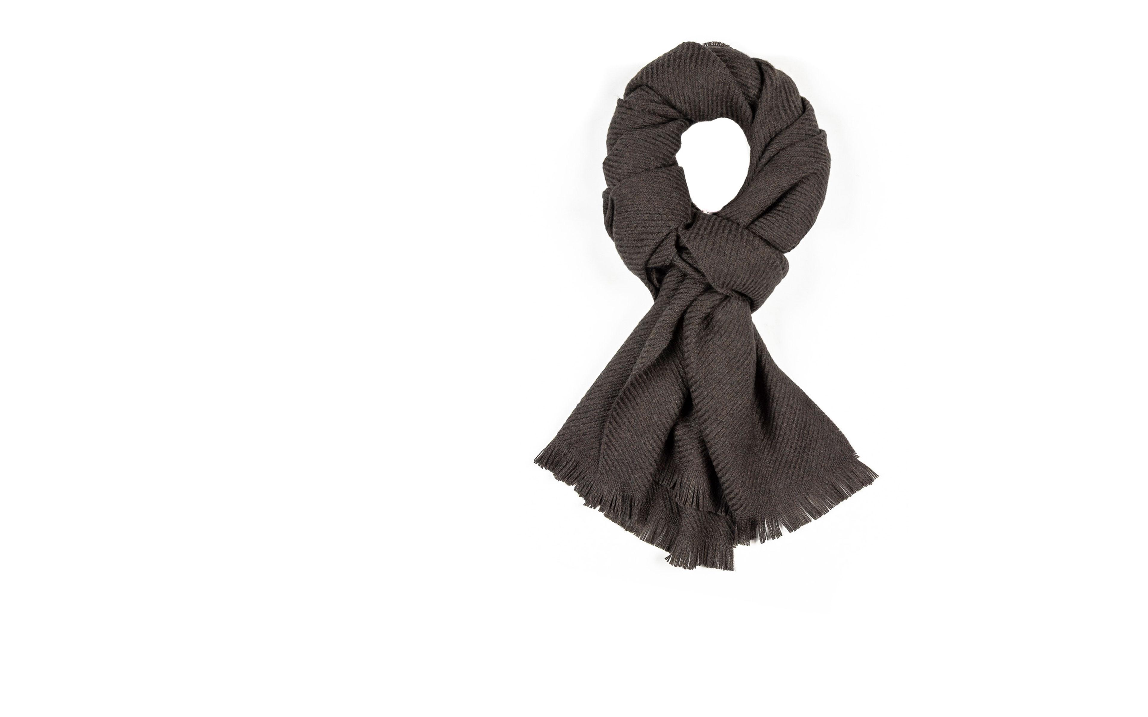 Solid Brown Twill Wool Scarf
