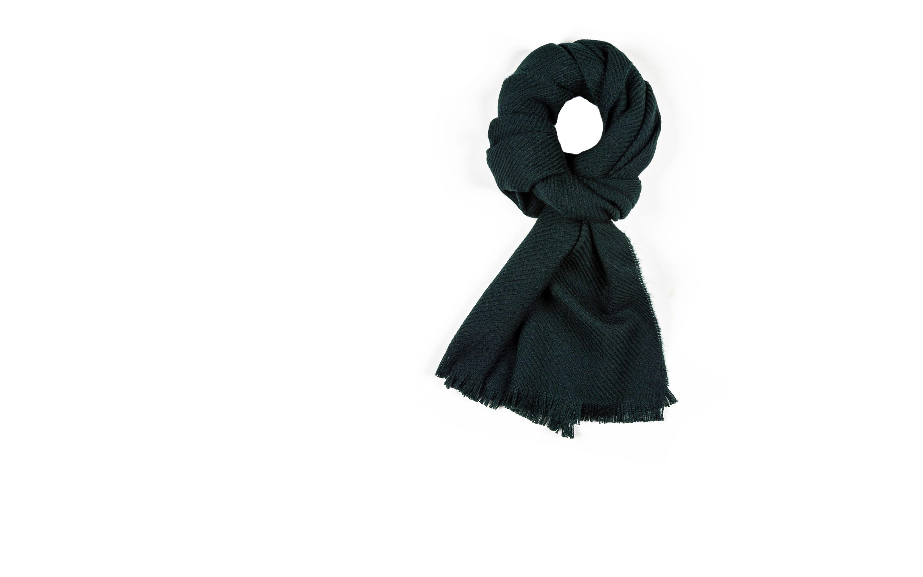 Solid Dark Green Twill Wool Scarf