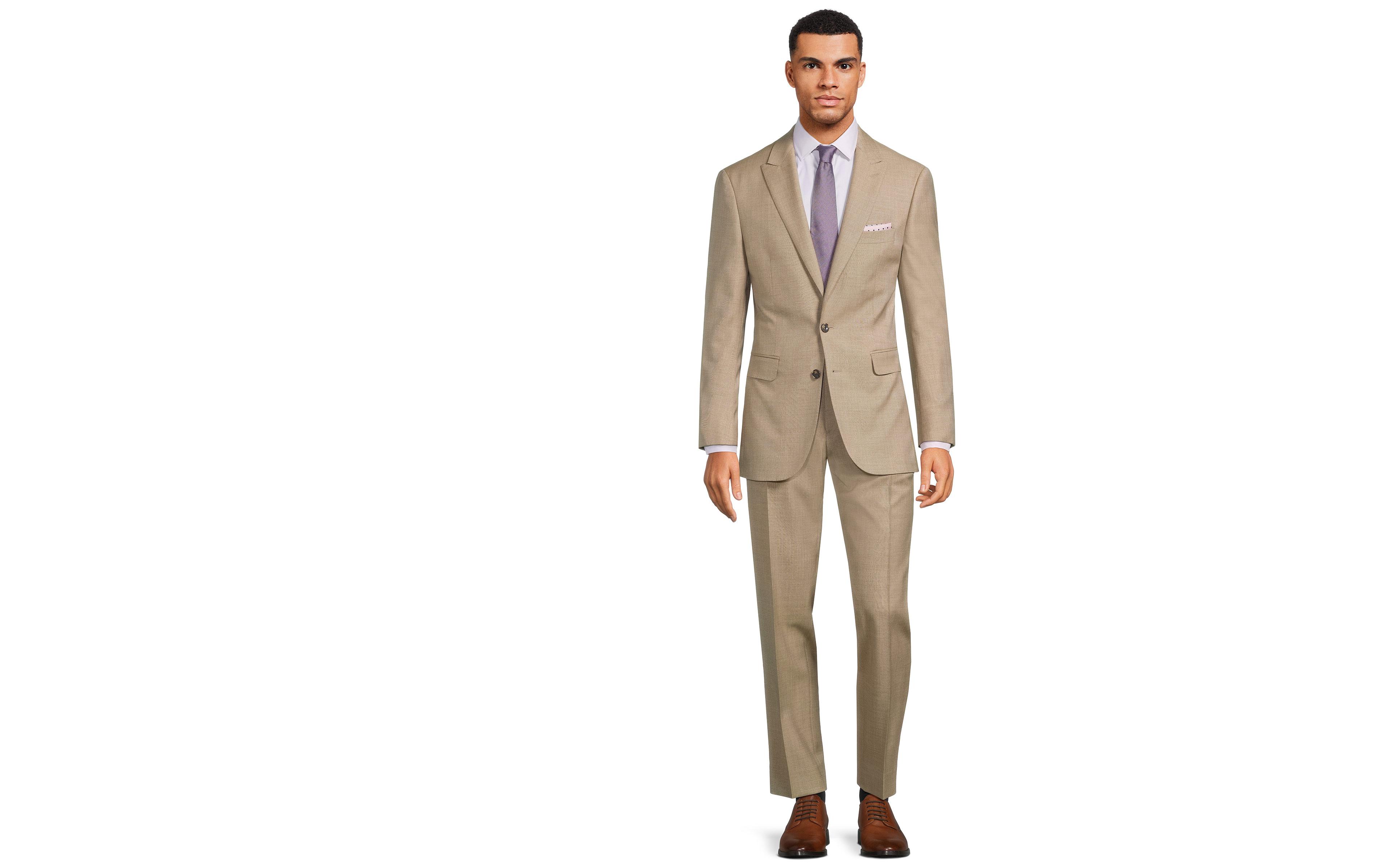 Beige Pick & Pick Natural Bi-Stretch Suit