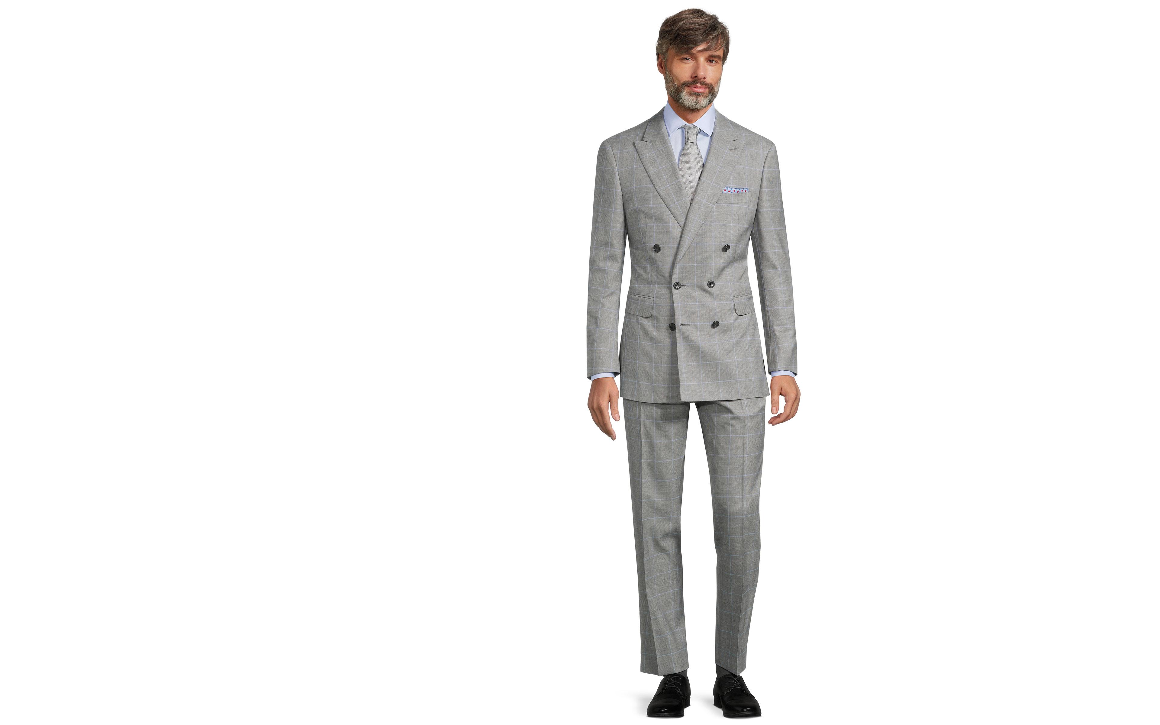 Light Grey Plaid with Lavender Overcheck Suit